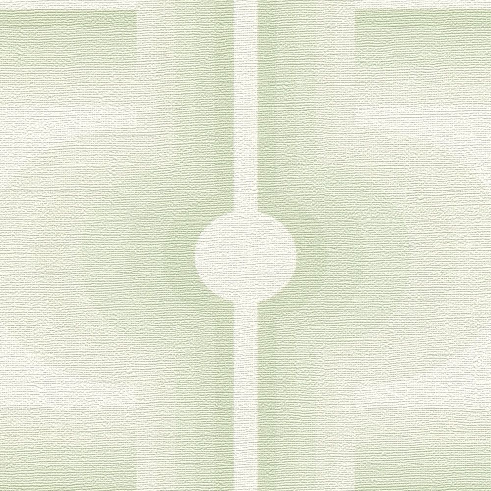             Retro Muster auf Vliestapete in einem blassen Grün – Grün, Creme
        