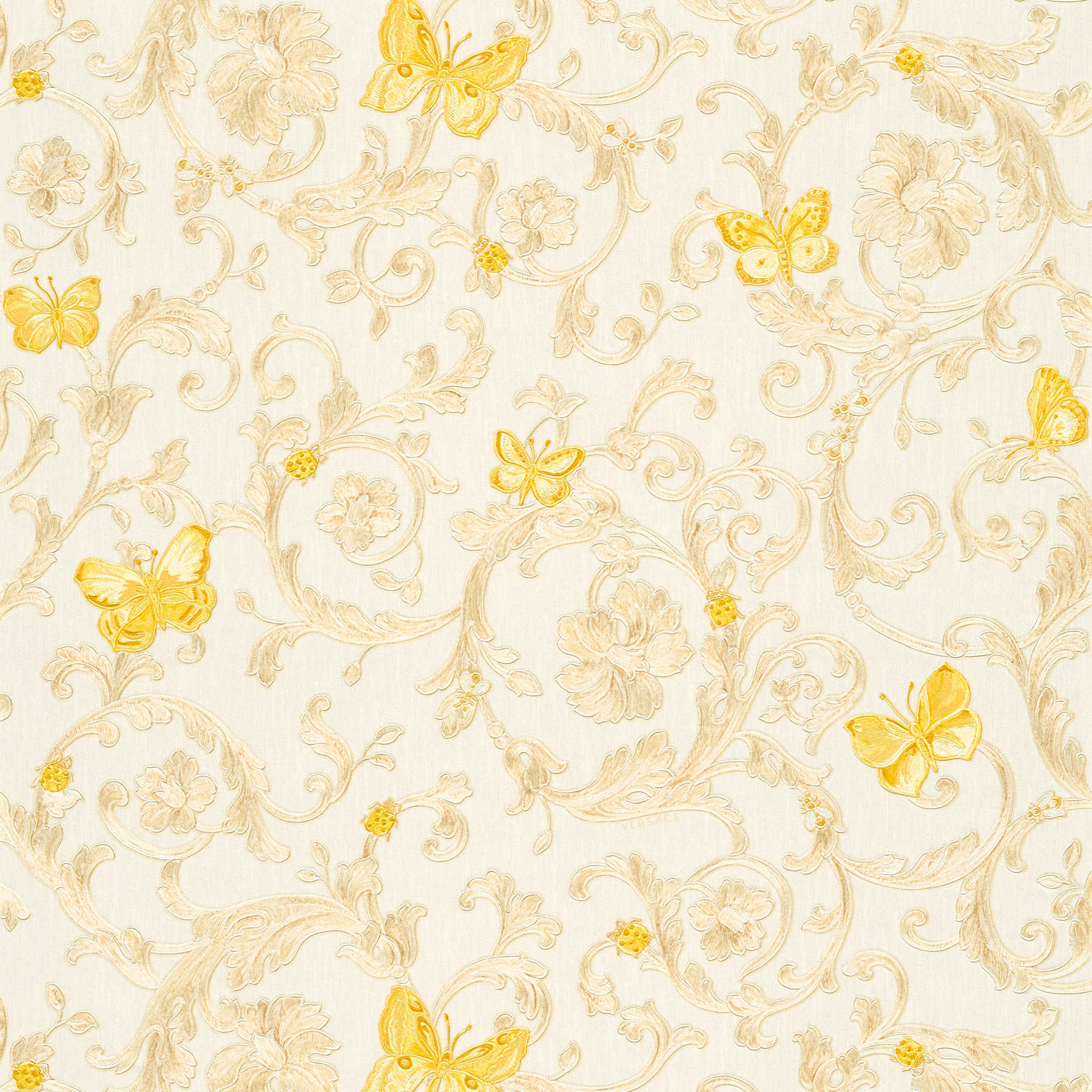             Vliestapete VERSACE mit Gold-Muster & Schmetterlingen – Creme, Gold
        