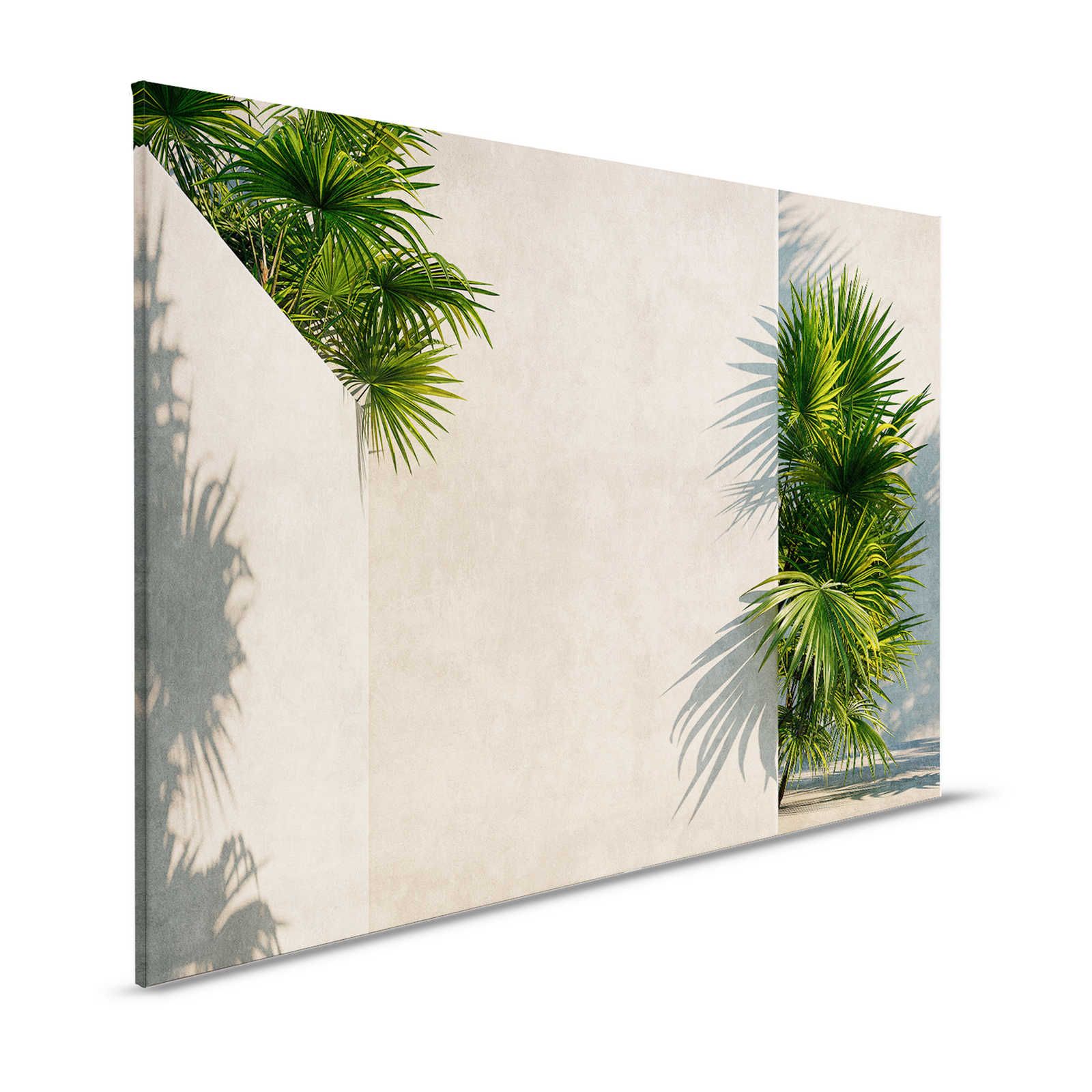 Tunis 1 - Leinwandbild Palmen im Innenhof mit Putz-Wänden – 1,20 m x 0,80 m
