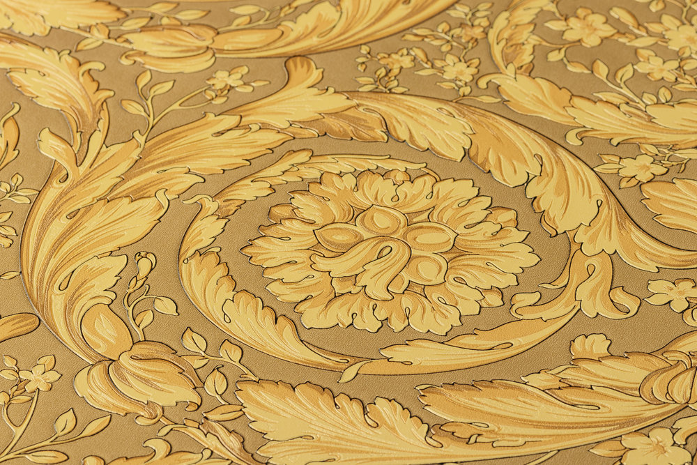             VERSACE Tapete mit ornamentalem Blumenmuster – Gold
        