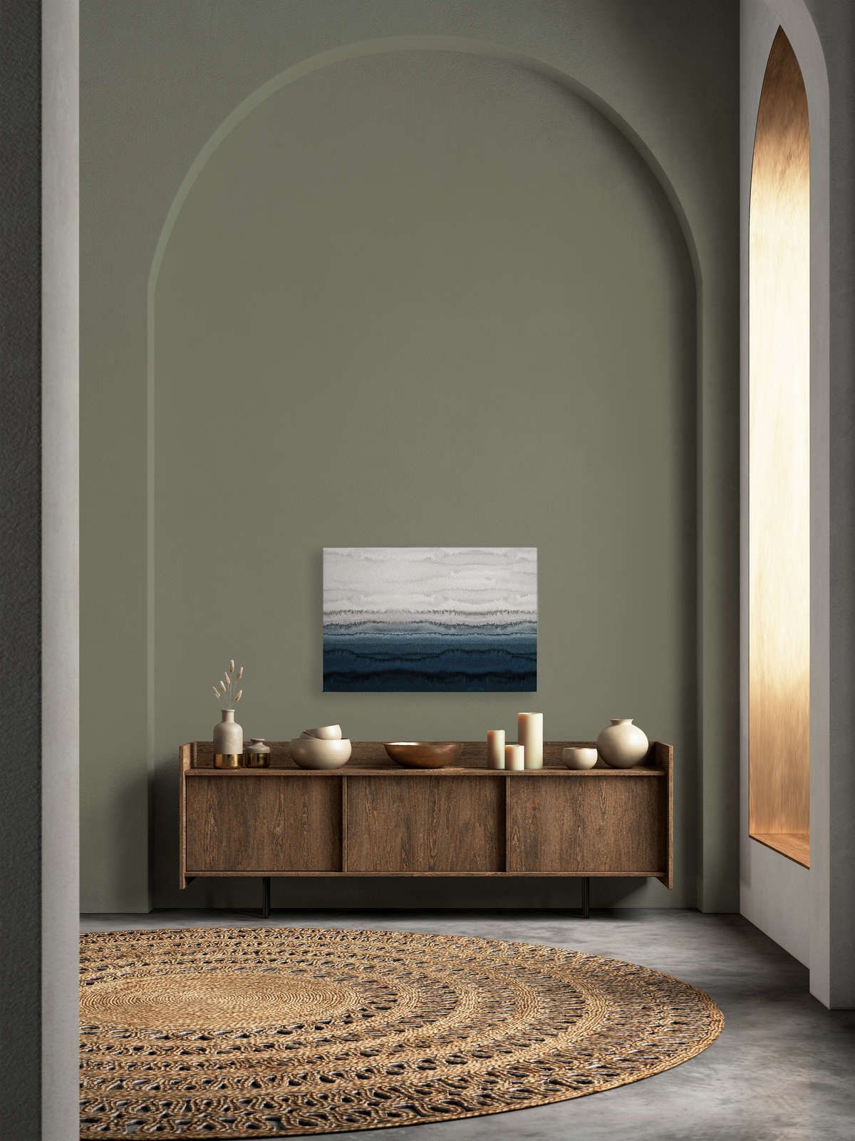             Leinwandbild Gezeiten im minimalistischen Aquarell Stil – 0,90 m x 0,60 m
        