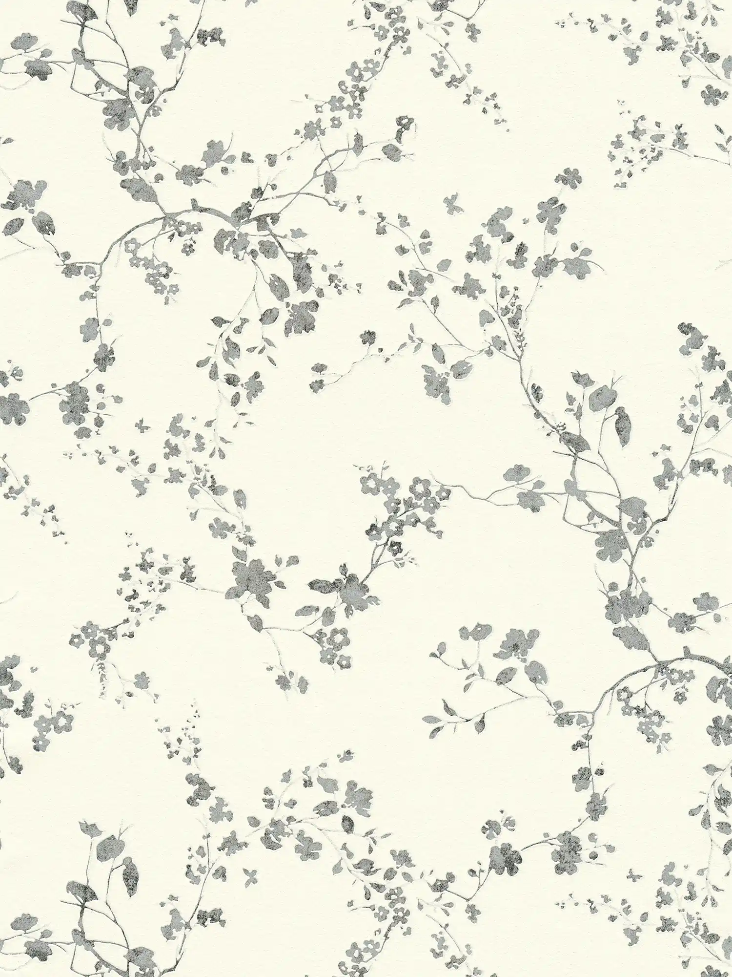         Vliestapete mit Blumen im Landhausstil – Silber, Schwarz, Weiß
    