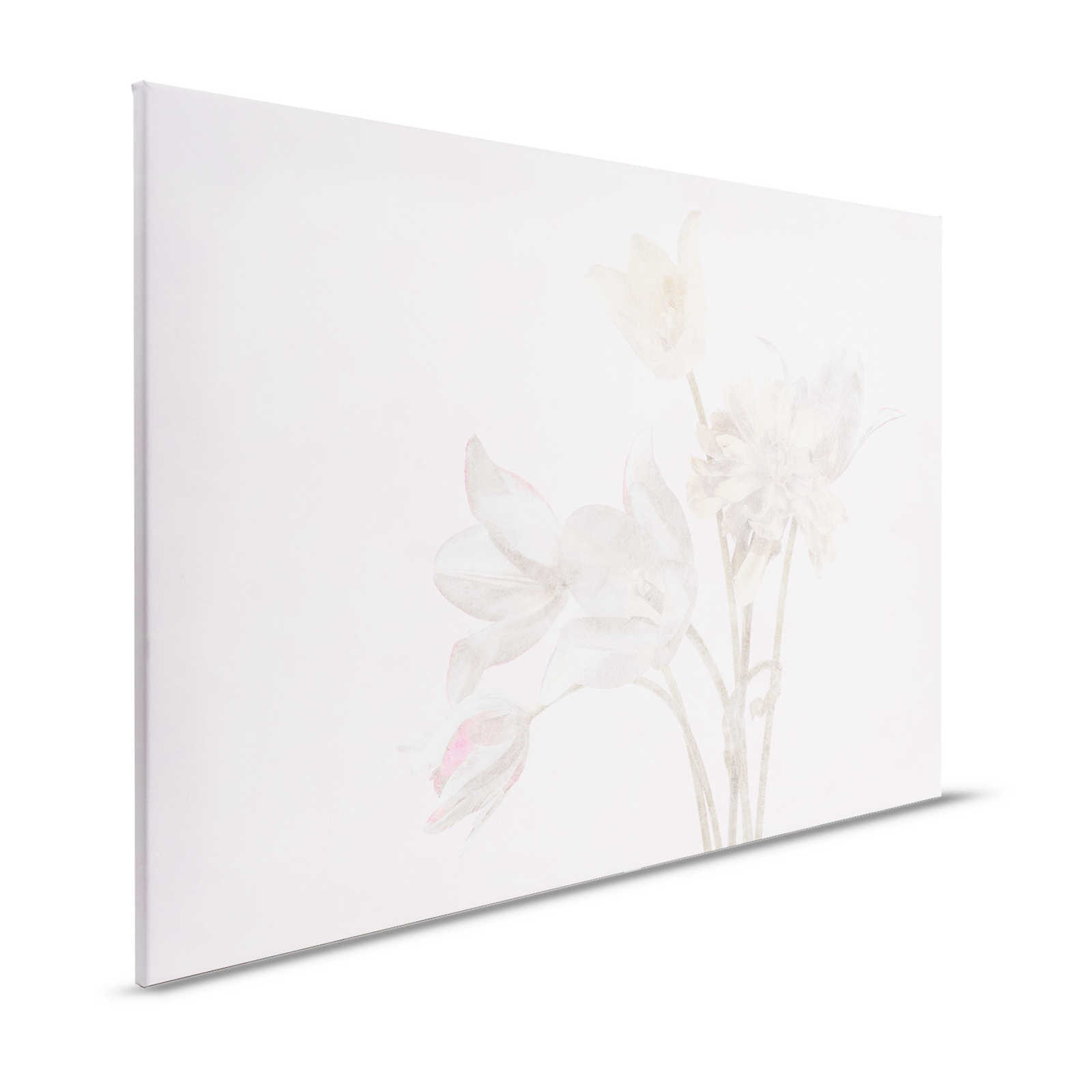 Morning Room 1 - Blumen Leinwandbild Blüten im verblassten Stil – 1,20 m x 0,80 m

