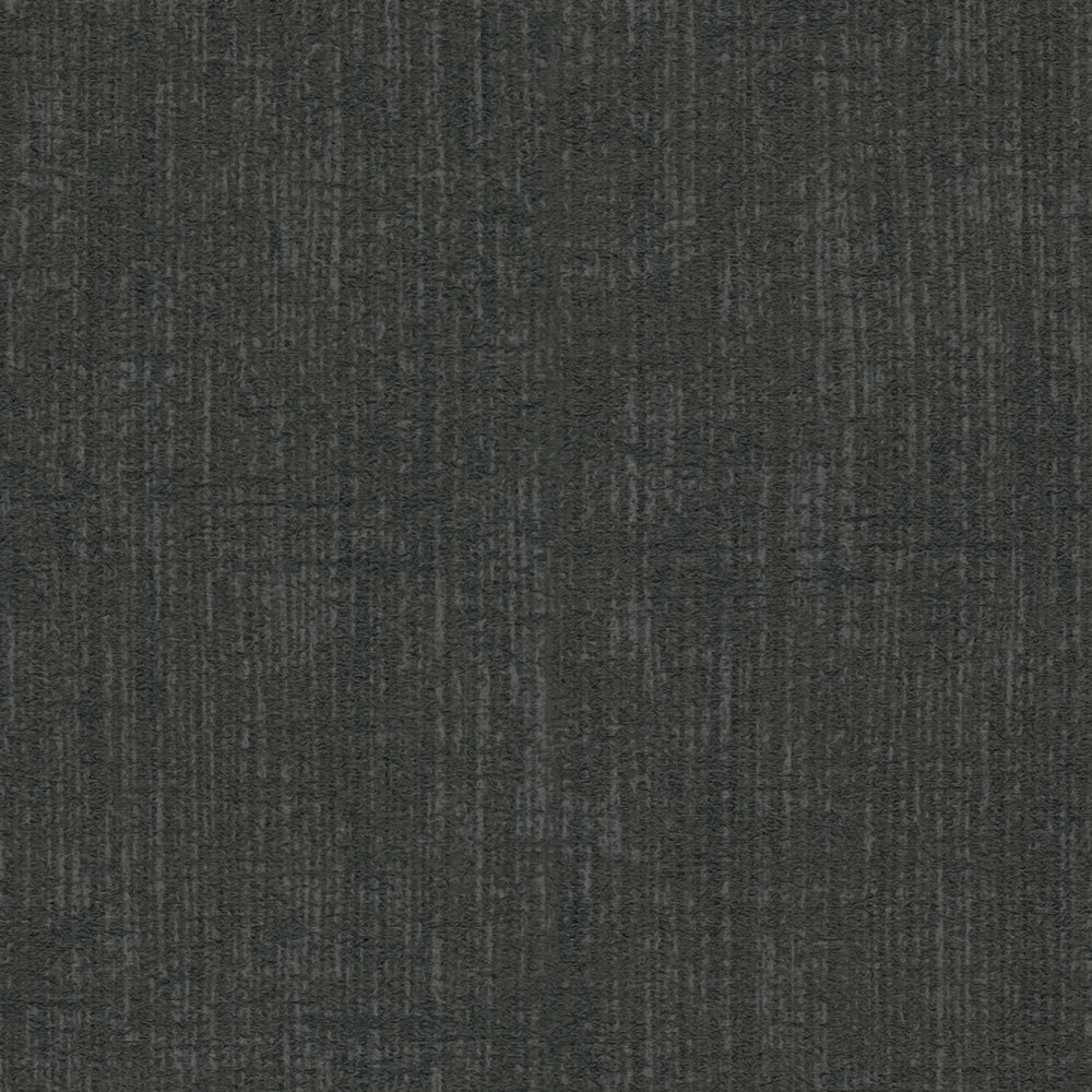             Schwarze Vliestapete mit meliertem Textil-Muster
        