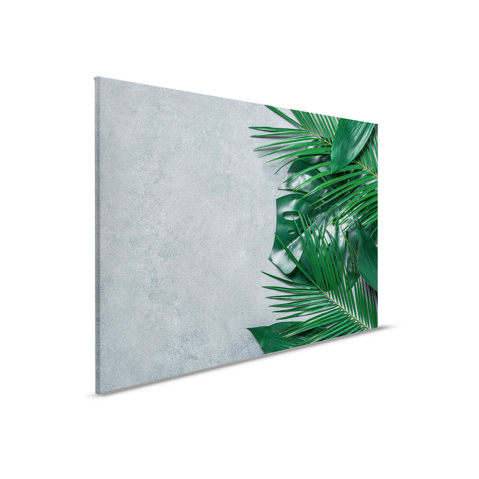 Leinwandbild tropische Blätter auf Betonuntergrund – 0,90 m x 0,60 m
