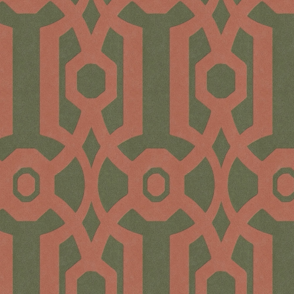             Vliestapete mit grafischem Muster im englischen Stil – orange, Grün
        