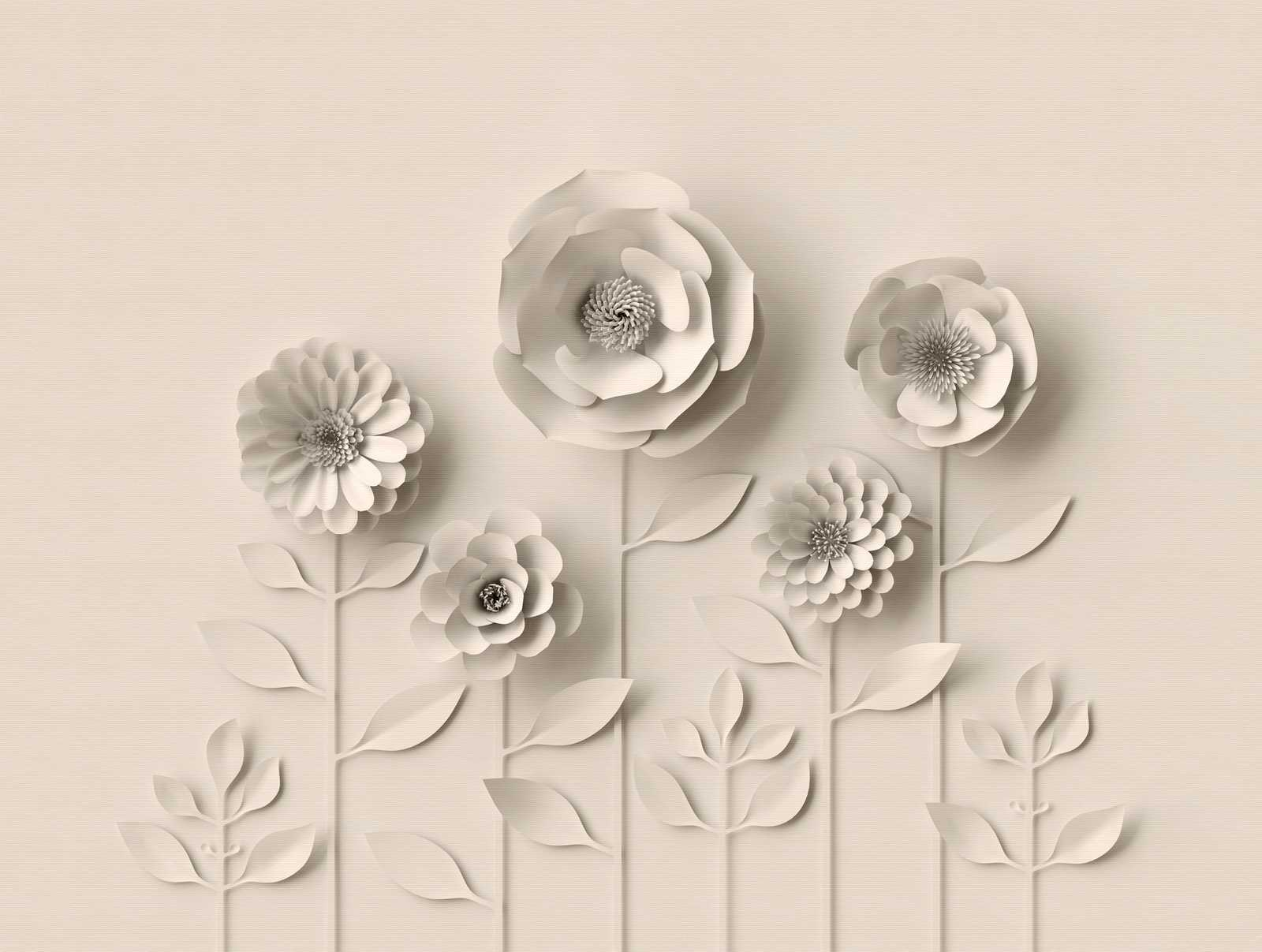             Tapeten Neuheit – 3D Motivtapete mit Papier Blumen, Cremeweiß
        