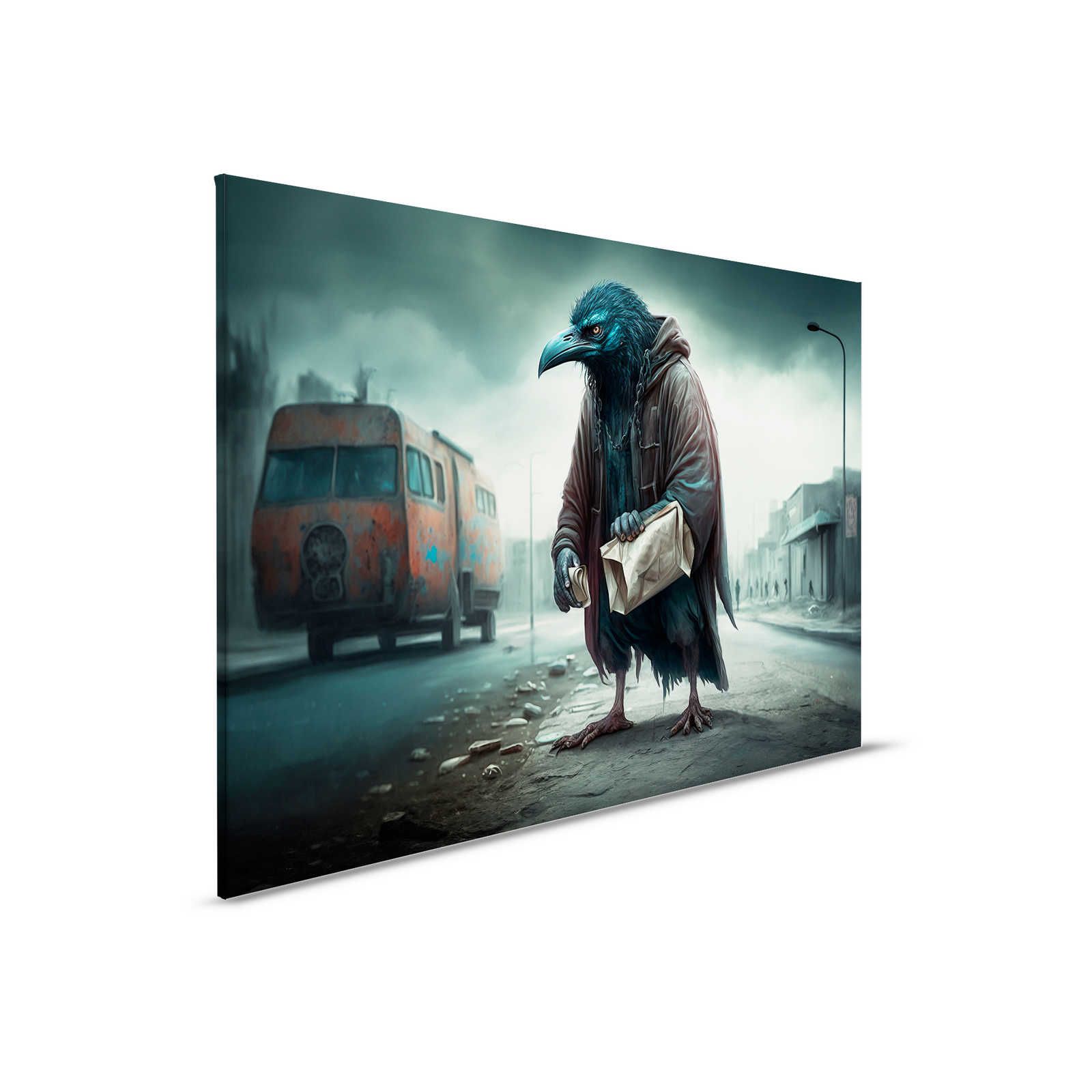 KI-Leinwandbild »Street Crow« – 90 cm x 60 cm
