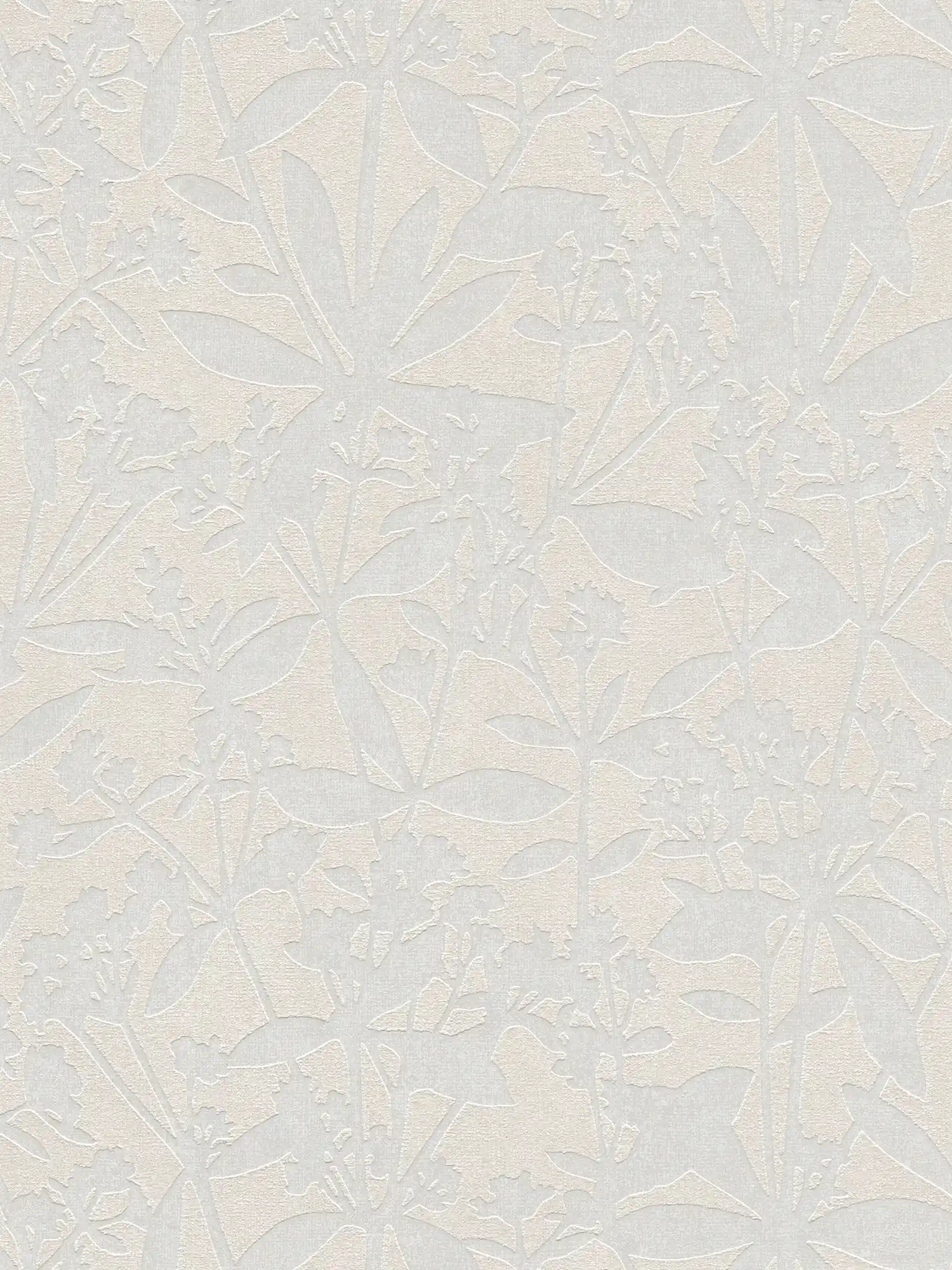 Florale Vliestapete mit Blumen Strukturmuster – Creme, Weiß
