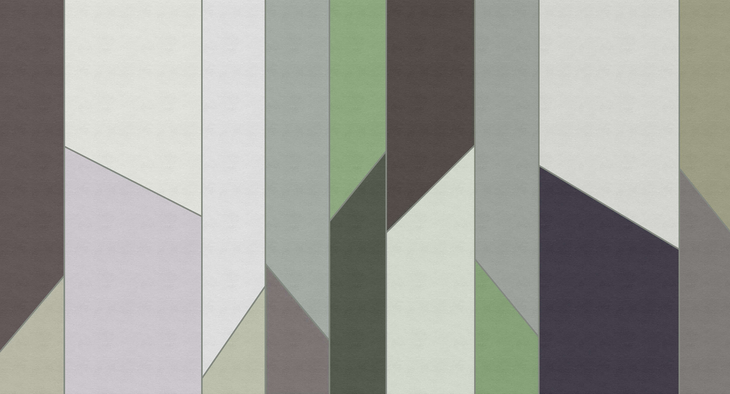             Geometry 3 - Streifen Fototapete in gerippter Struktur mit buntem Retro Design – Grün, Violett | Struktur Vlies
        