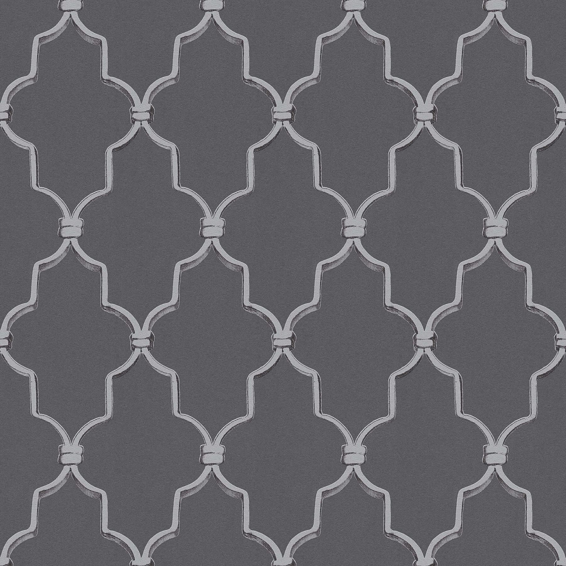 Art Déco Tapete mit Metallic-Muster im Retro Stil – Grau
