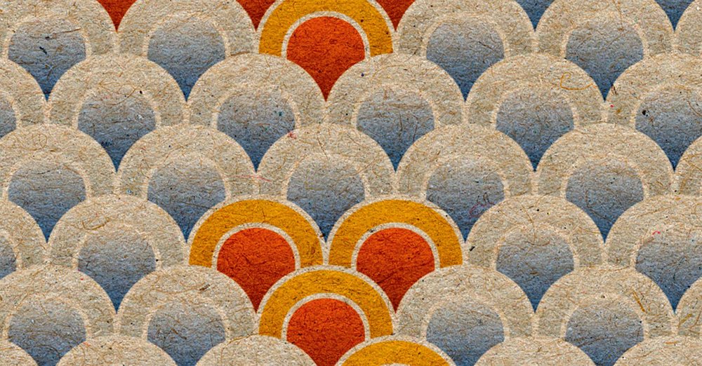             Koi 3 - Abstrakter Koi-Teich als Digitaldruck auf Pappe Struktur – Beige, Orange | Perlmutt Glattvlies
        