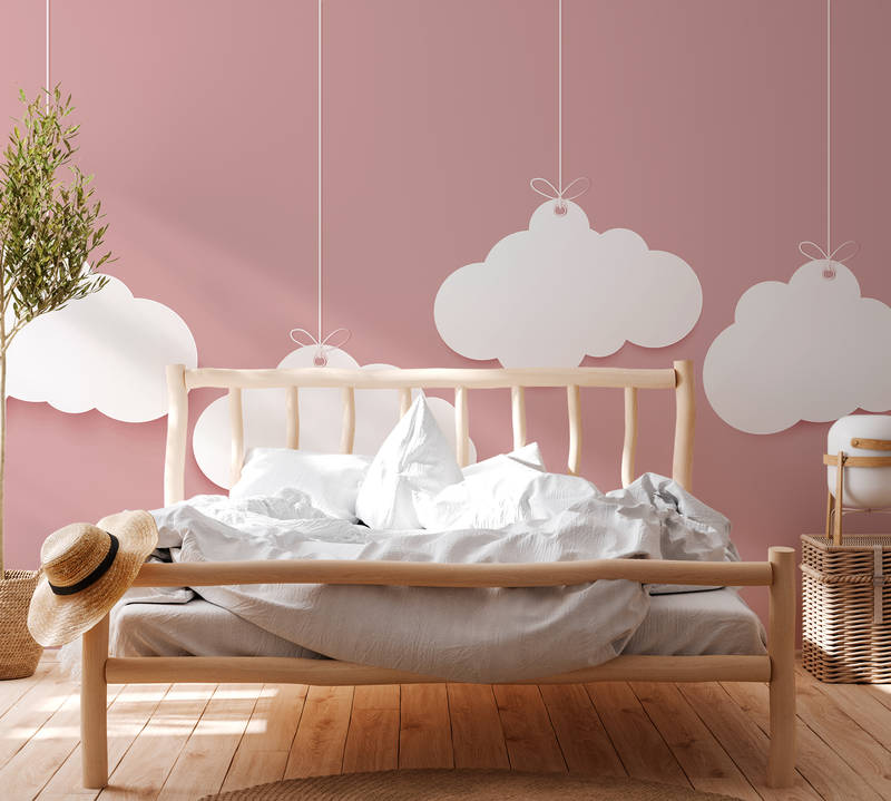             Kinderzimmer Wolken Fototapete – Rosa, Weiß
        
