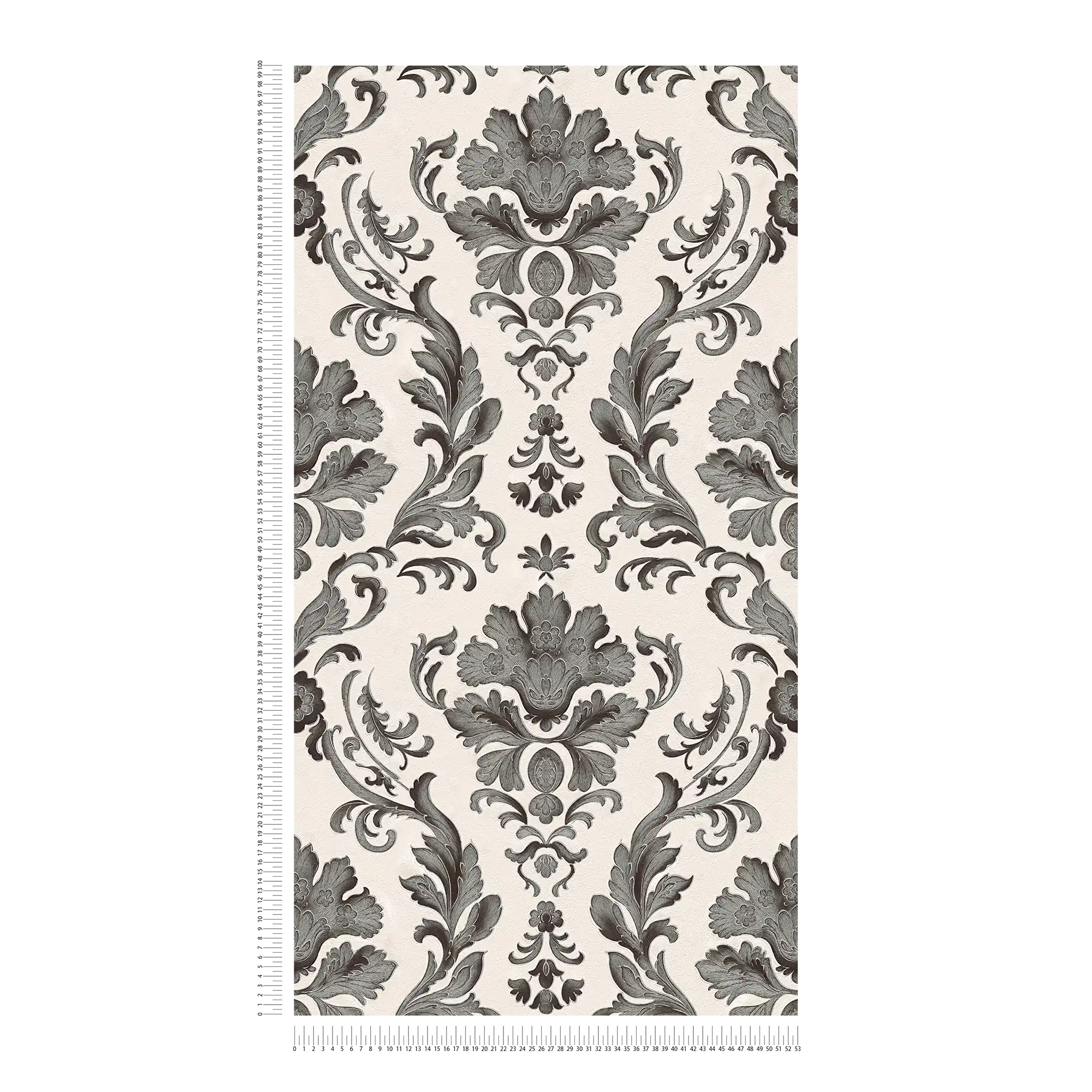             Tapete mit detaillierten Ornamenten im floralen Stil – Schwarz, Weiß
        