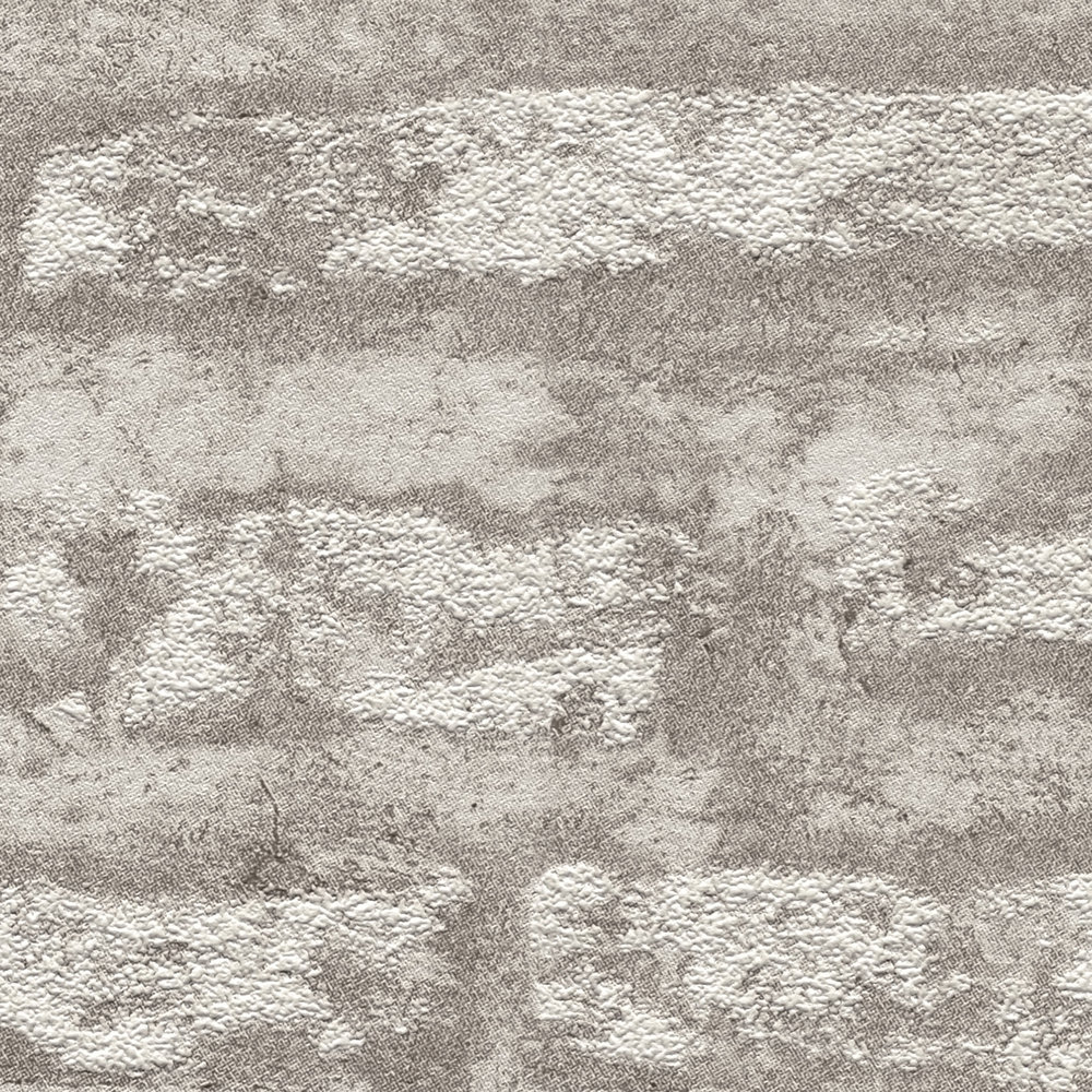             Mustertapete in Putzoptik matt – Grau, Braun, Weiß
        