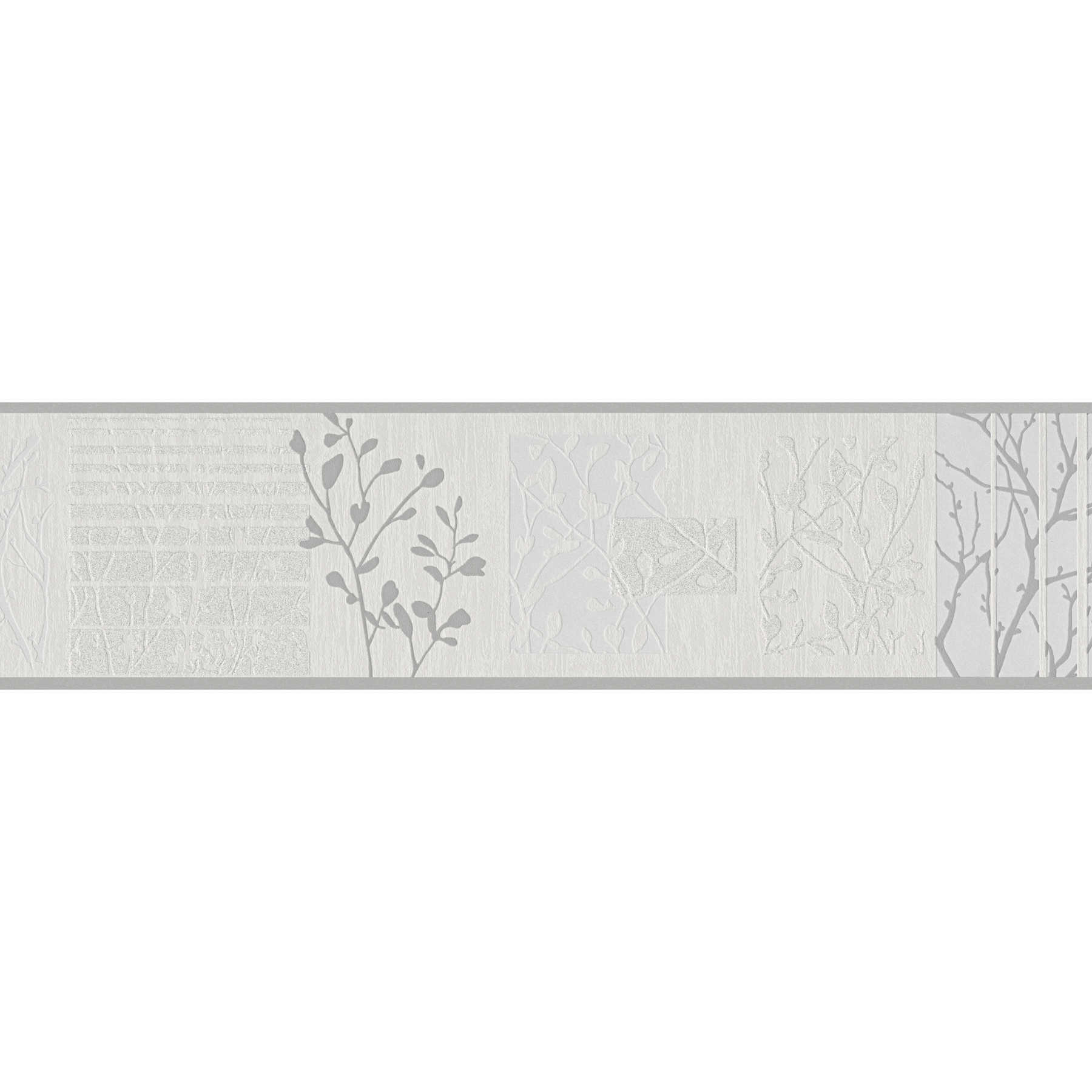         Borte mit Blätter-Muster, strukturiert, Metallic-Akzente – Grau, Silber, Beige
    