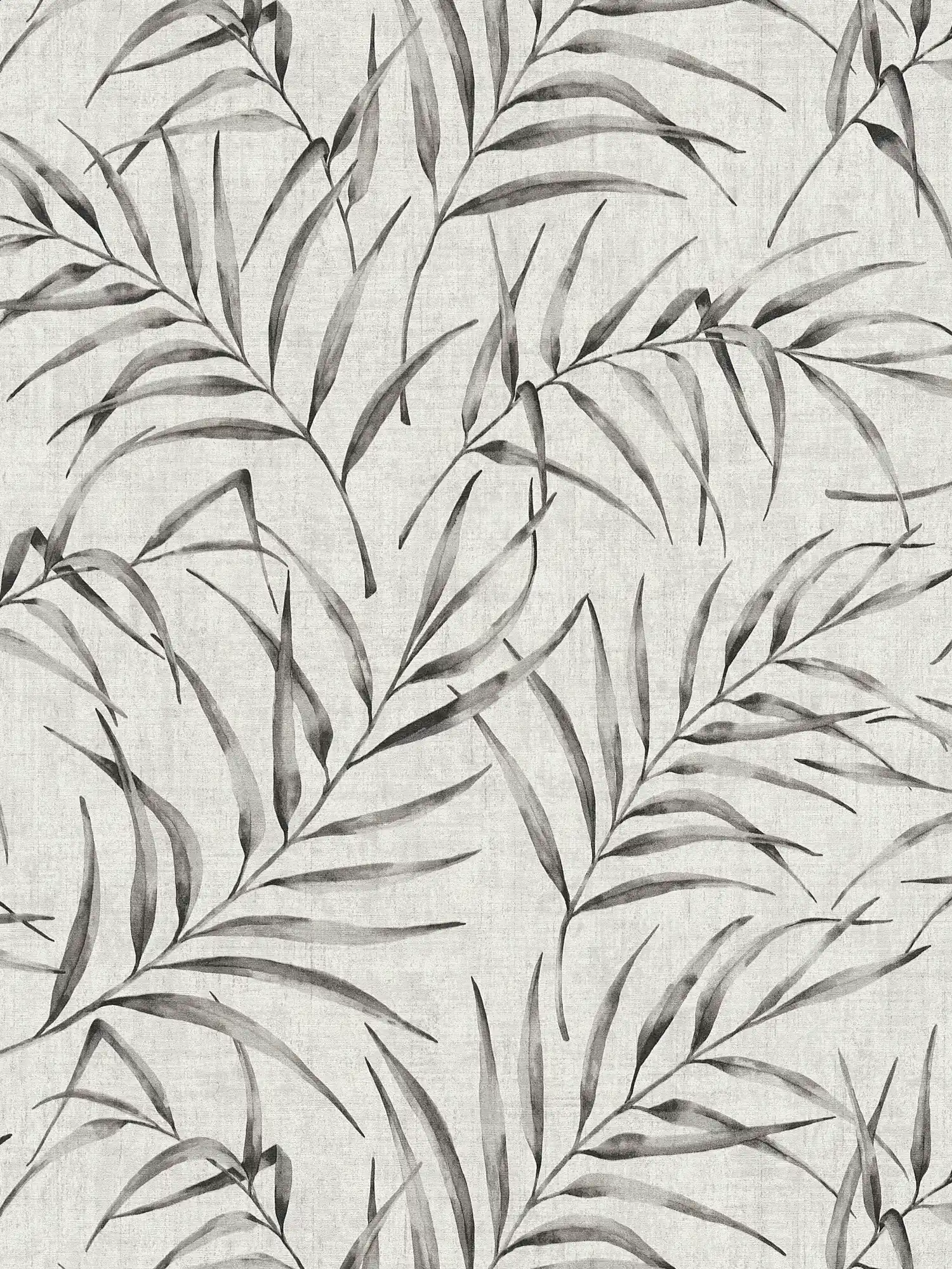 Vliestapete Blättermuster & Leinenoptik – Grau, Beige

