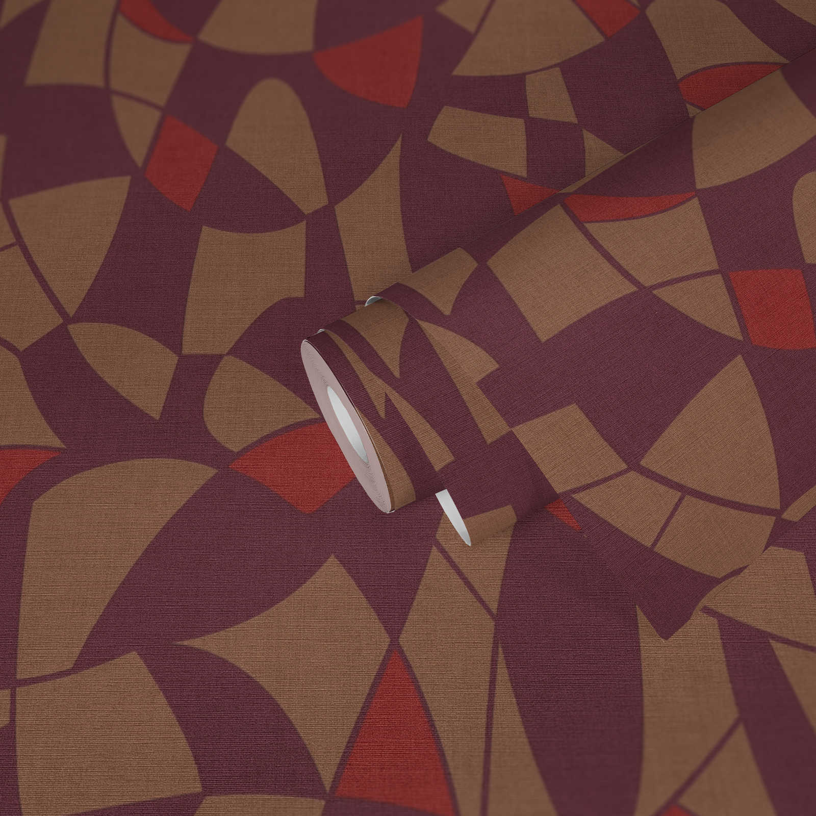             Vliestapete in dunklen Farben im abstrakten Muster – Lila, Braun, Rot
        