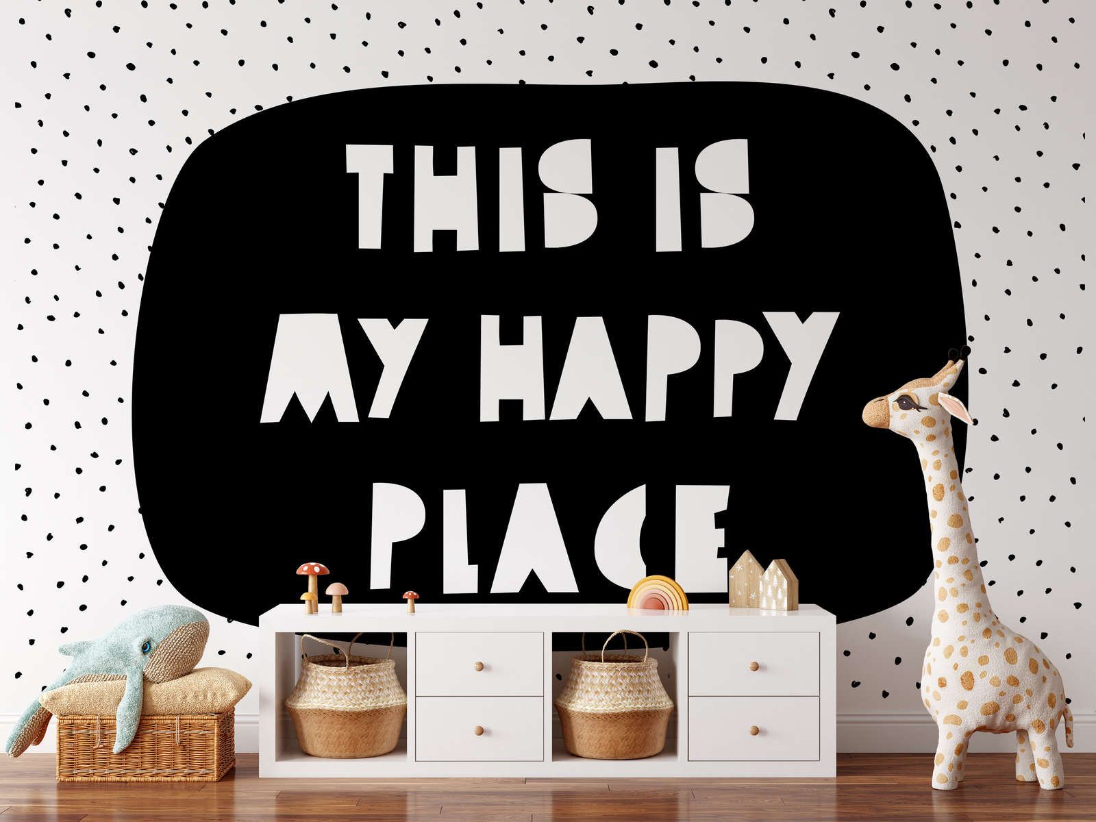             Fototapete fürs Kinderzimmer mit Schriftzug "This is my happy place" – Glattes & leicht glänzendes Vlies
        