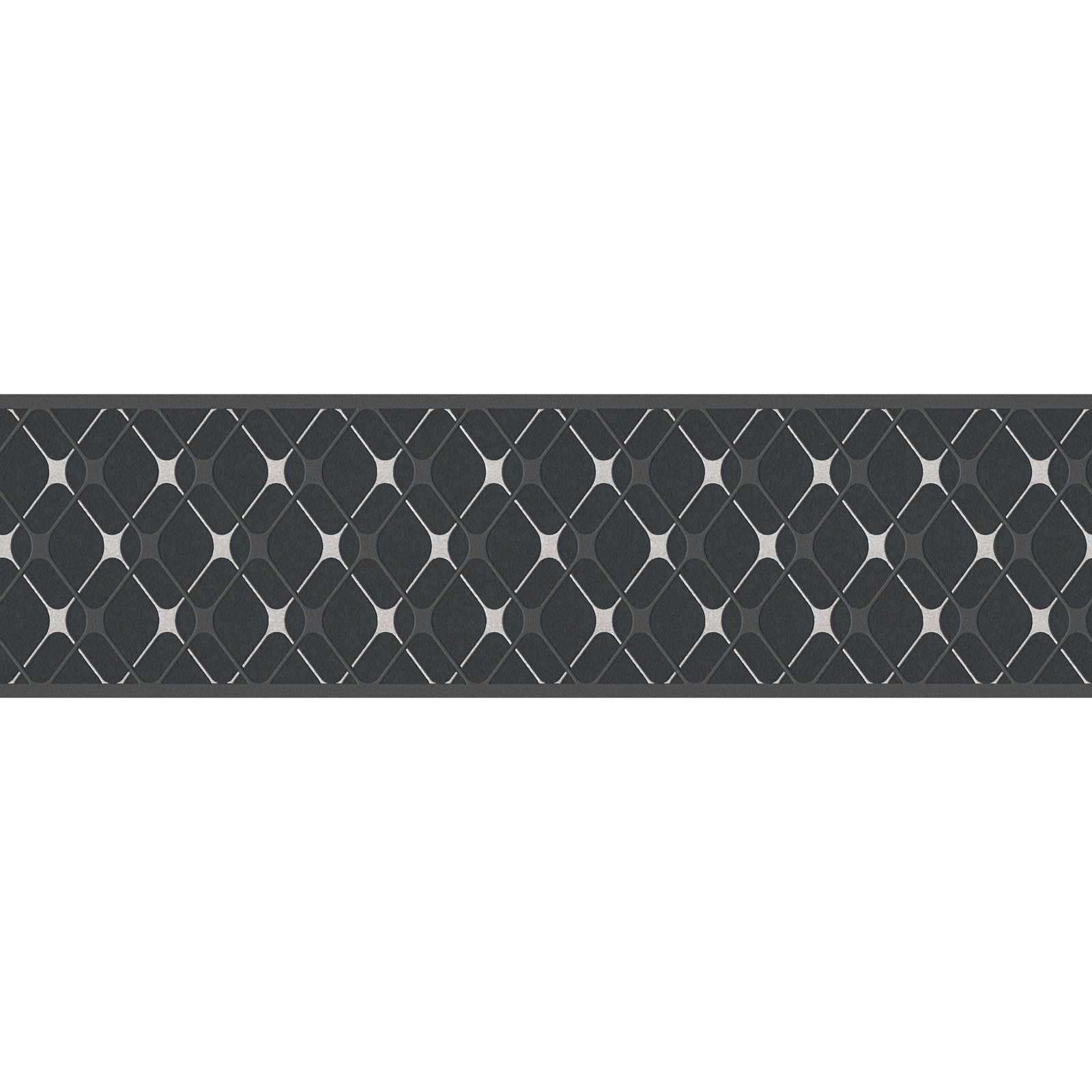 Selbstklebende Tapetenborte mit Rautenmuster – Schwarz, Weiß
