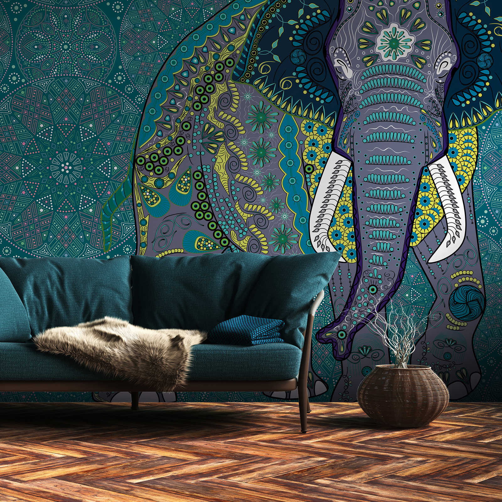 Tapeten-Neuheit | Elefant Tapete Mandala Motiv im Indian Style
