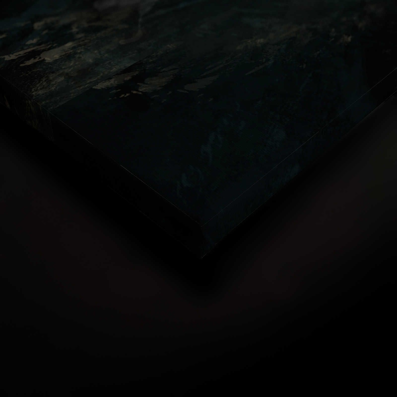             Schwarzes Leinwandbild mit Wal im Zeichen Design – 0,90 m x 0,60 m
        