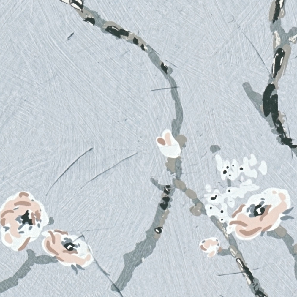             Kirschblüten Tapete im Japandi Stil – Grau, Rosa
        