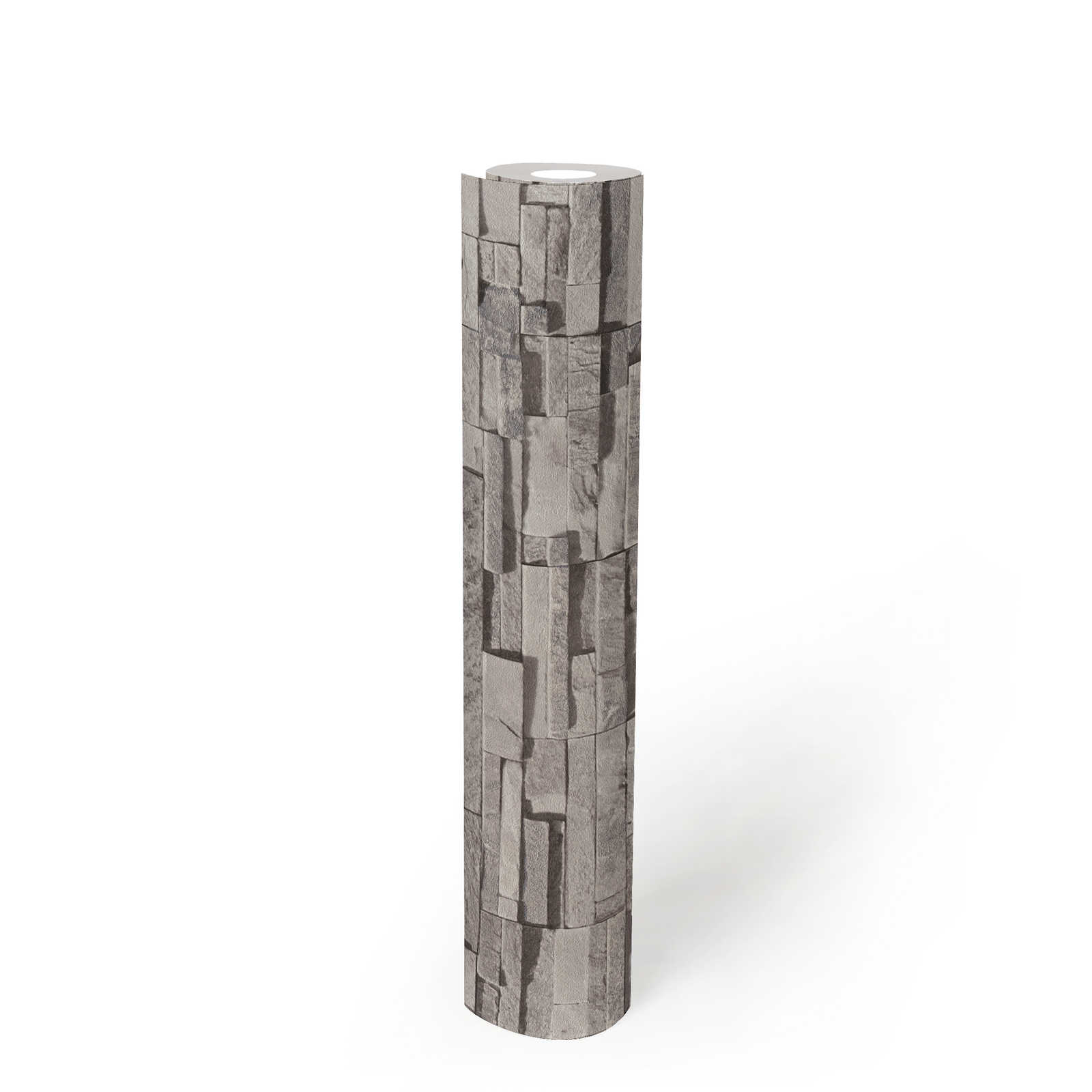             Steinoptik Vliestapete mit glänzenden Muster – Hellgrau, Beige, Silber
        