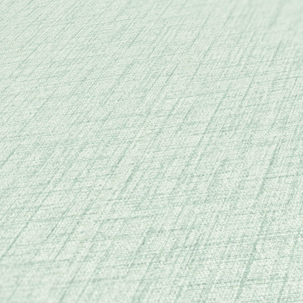             Mintgrüne Tapete mit textiler Leinenstruktur – Grün
        