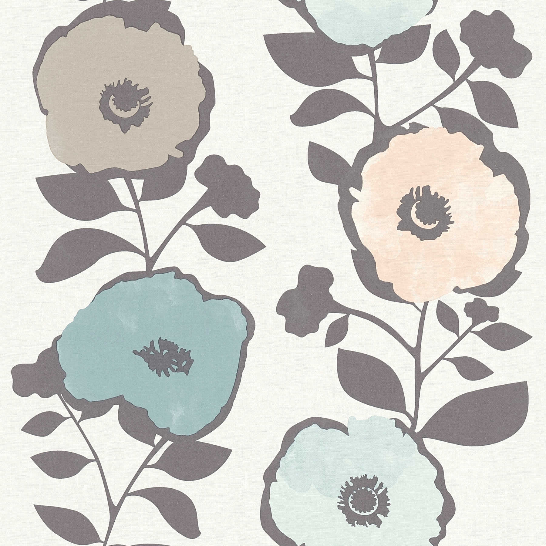             Tapete Blumen Dekor im Skandinavien Stil – Beige, Grau
        