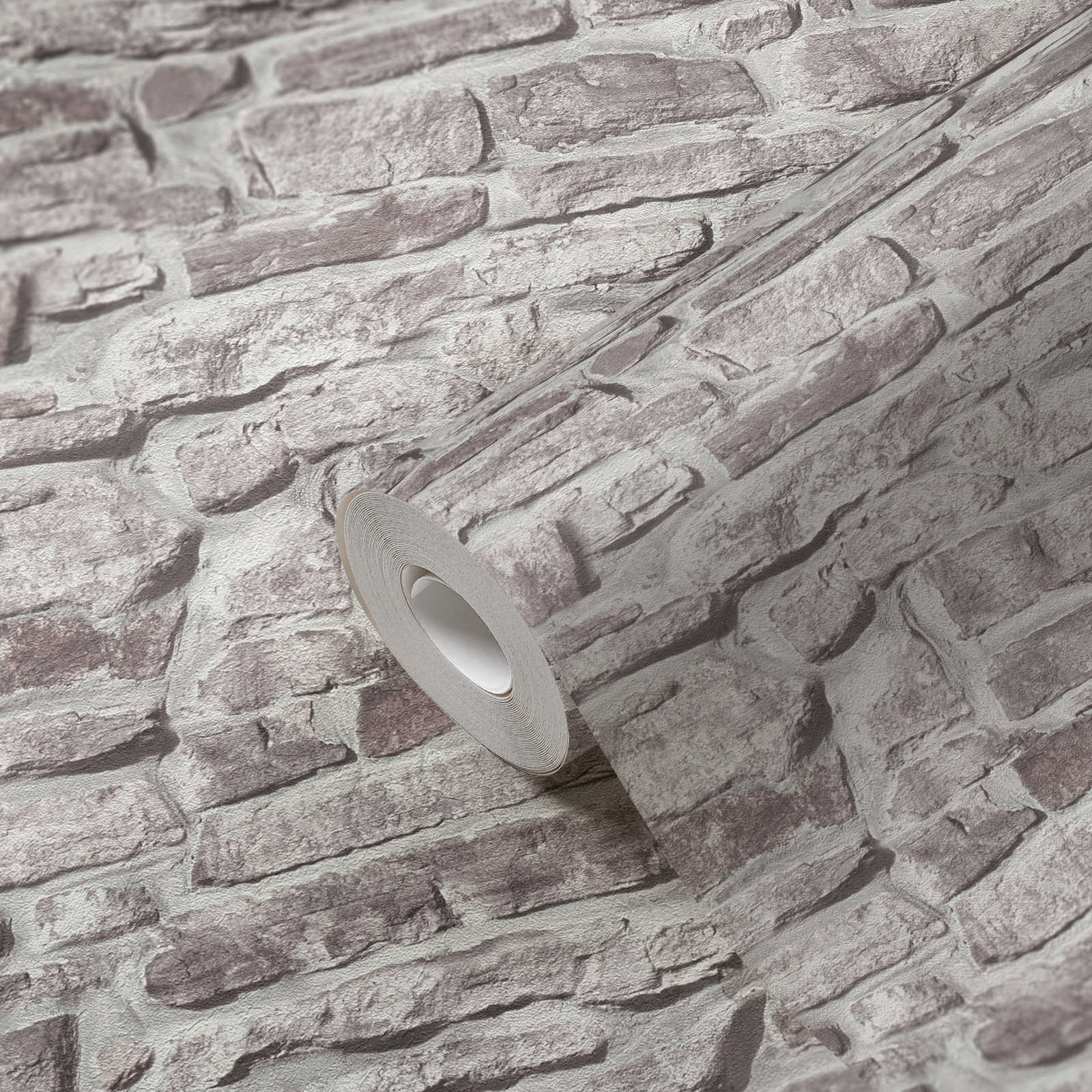             Steinoptik Vliestapete natürliche Maueroptik – Grau, Grau, Weiß
        
