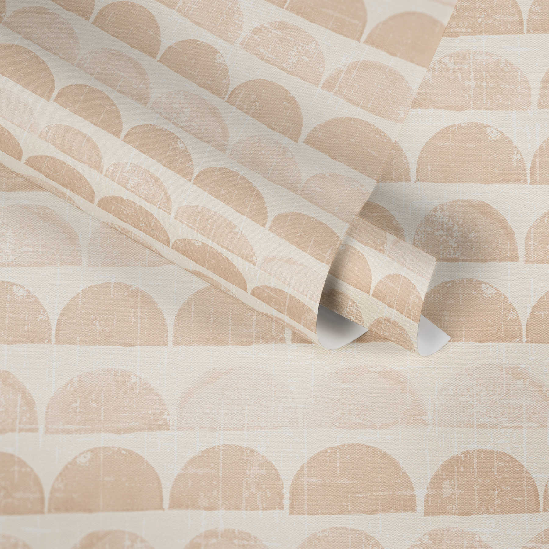             Scandinavian Design Tapete Halbkreis Muster – Beige, Creme
        