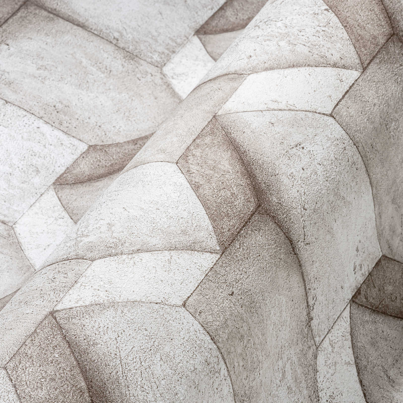             3D Tapete Greige mit Betonoptik Design – Grau, Beige
        