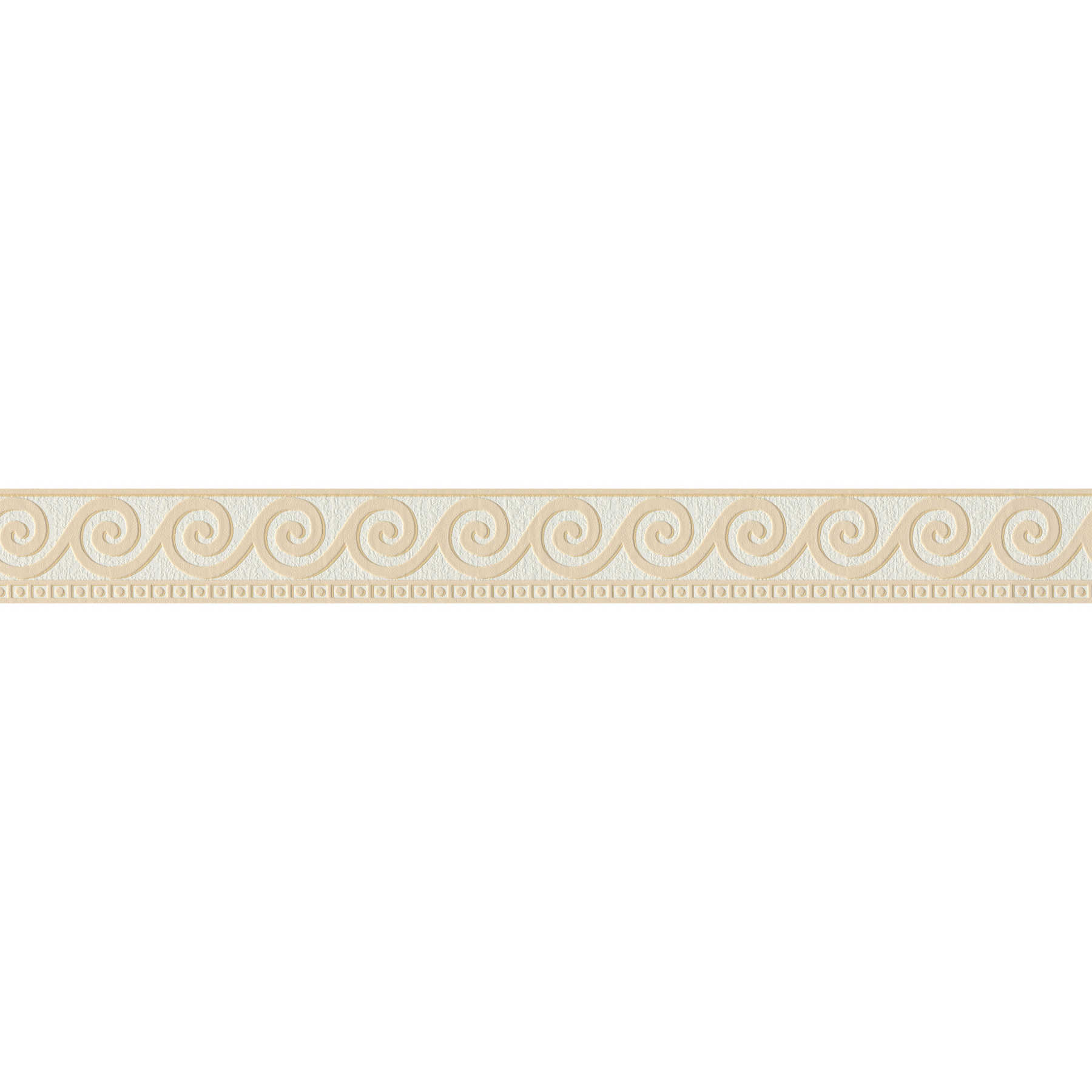         Ornament-Borte mit Mäander mit Strukturmusterung – Beige, Weiß
    
