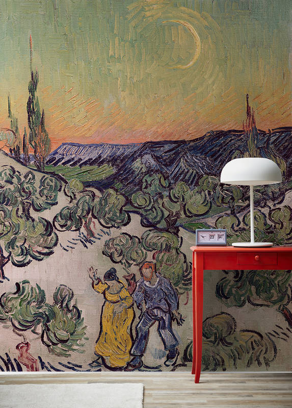             Fototapete "Landschaft mit Fabriken im Mondlicht" von Vincent van Gogh
        