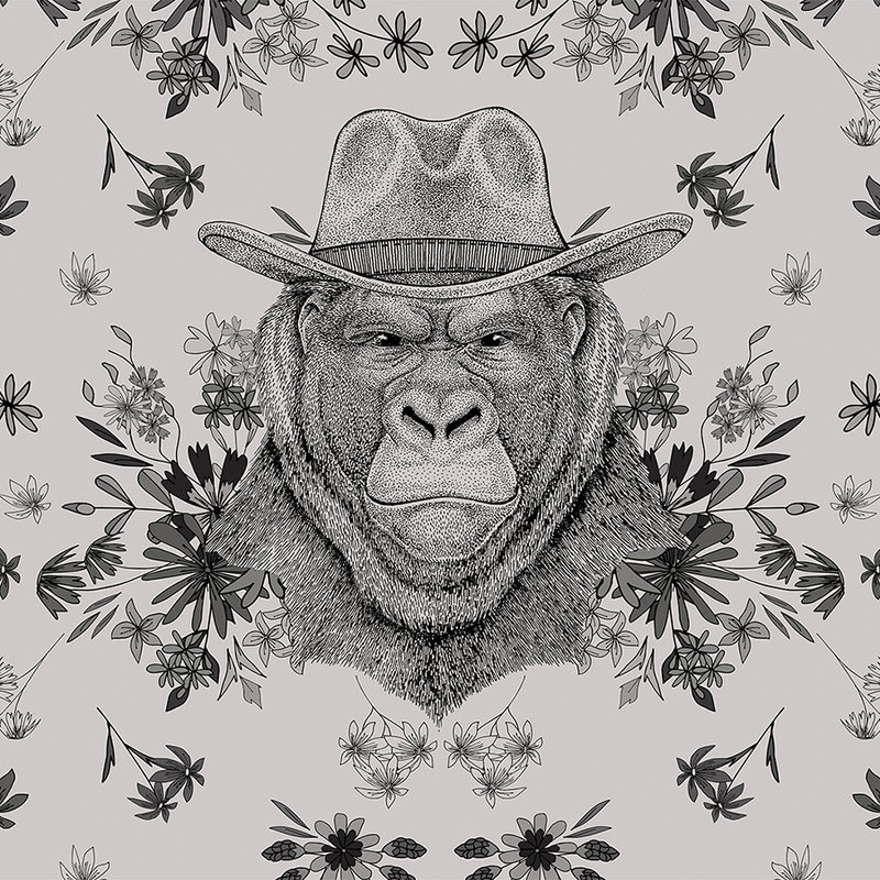         Design Fototapete Gorilla im Zeichenstil – Grau, Schwarz
    