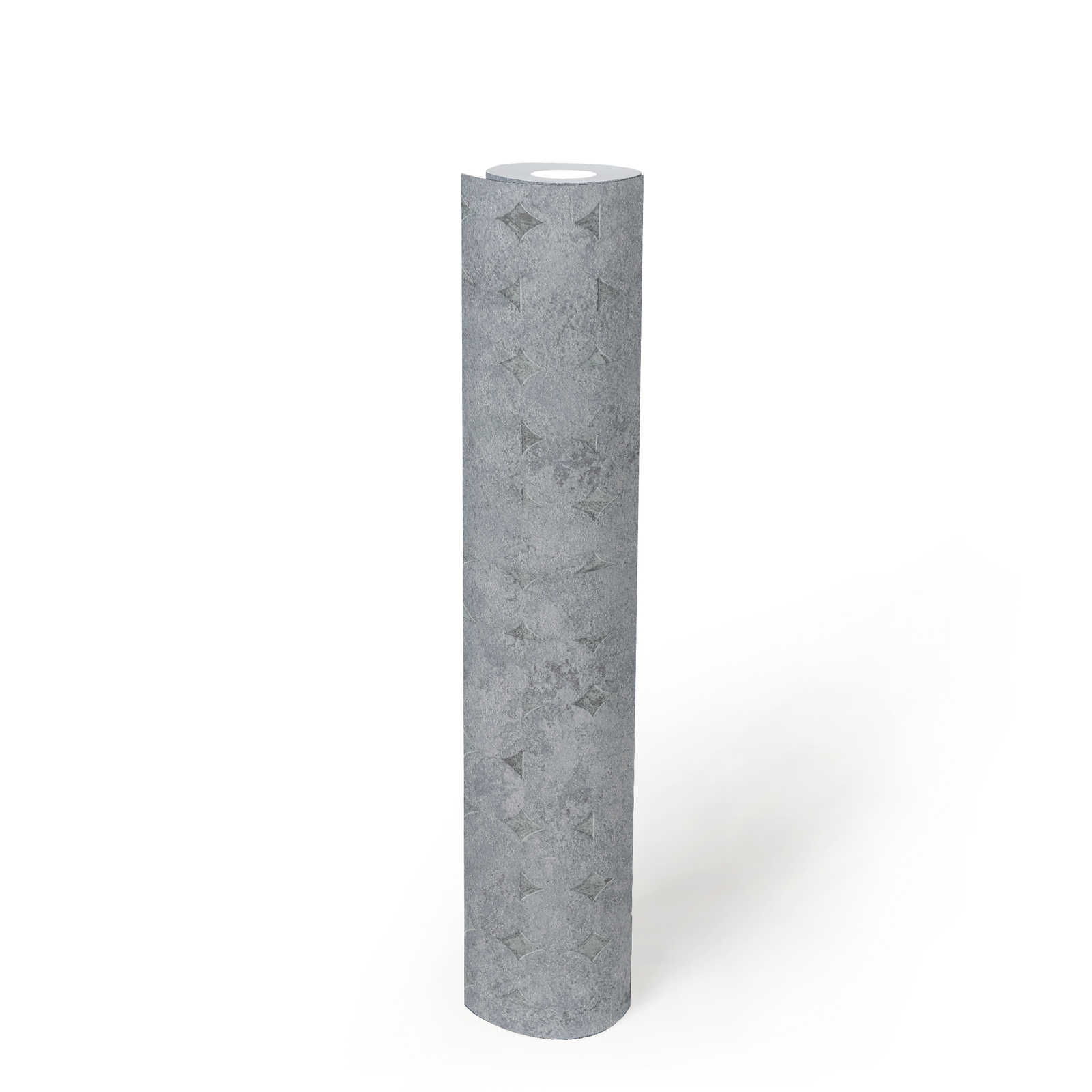             Vliestapete einfarbig mit Struktur und rauten Muster – Grau, Silber
        