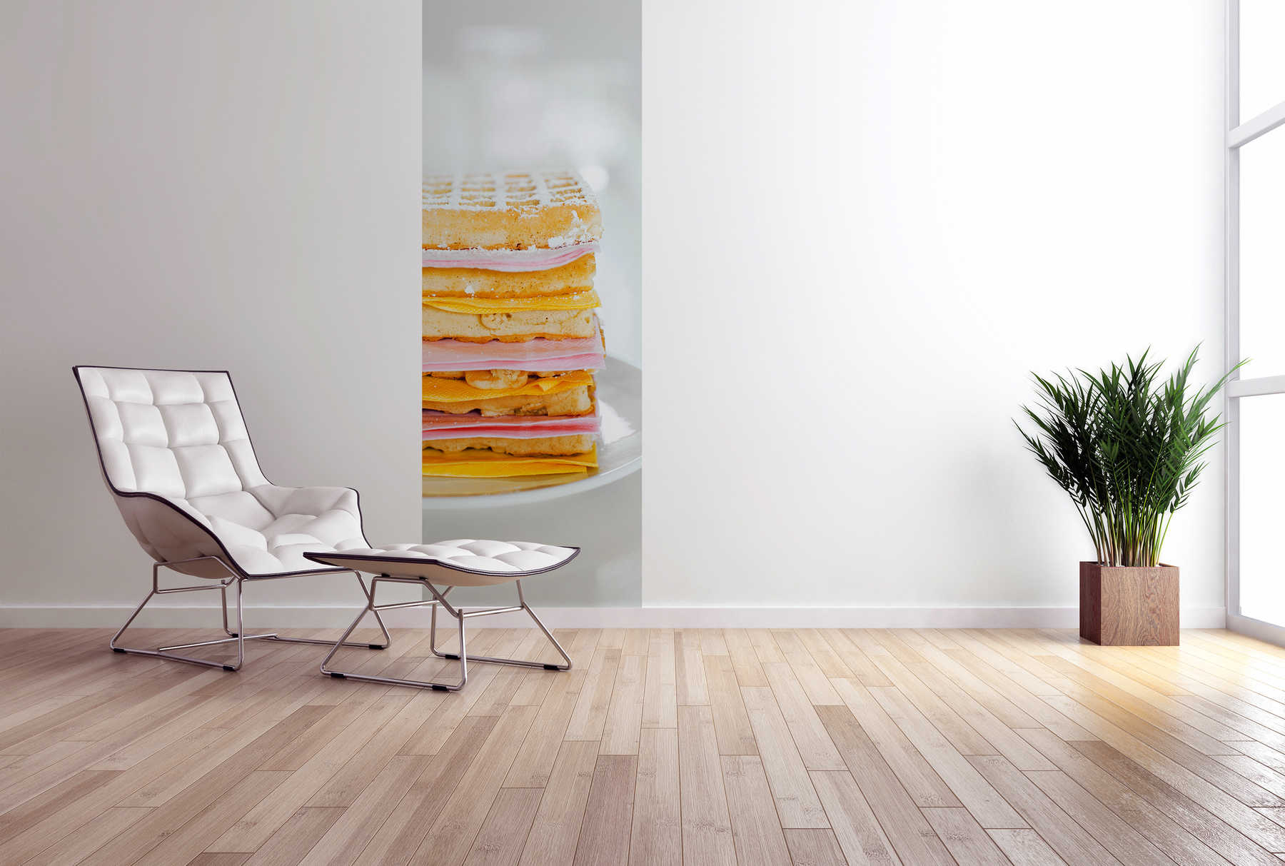             Moderne Fototapete Waffel Sandwich auf Premium Glattvlies
        