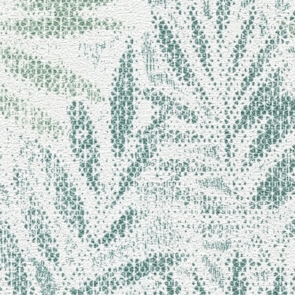             Blättermuster Tapete mit Glanzstruktur – Weiß, Grün
        