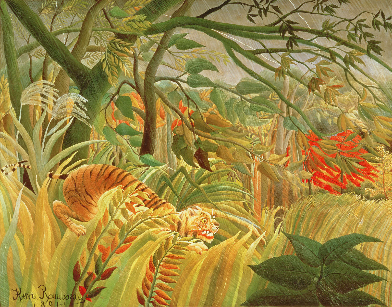             Fototapete "Tiger in einem tropischen Sturm" von Henri Rousseau
        
