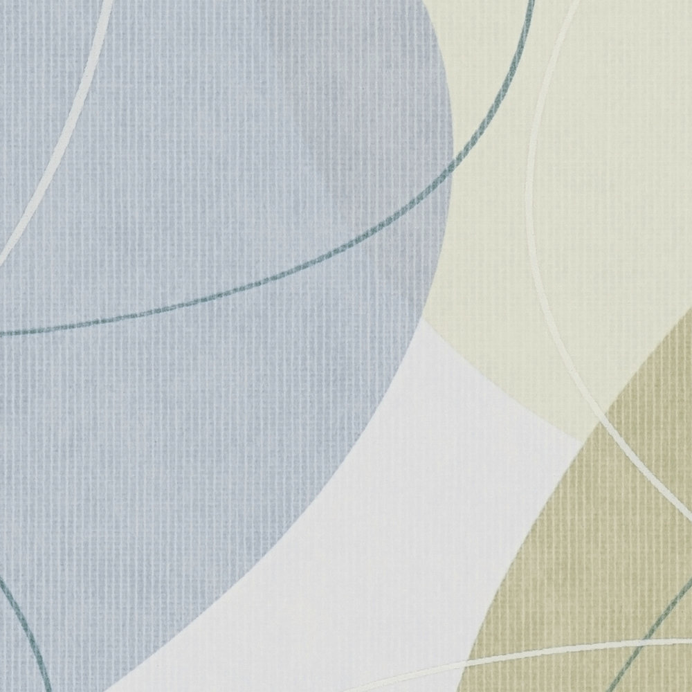             70er Tapete Retro Muster Organisch – Beige, Blau, Grün
        