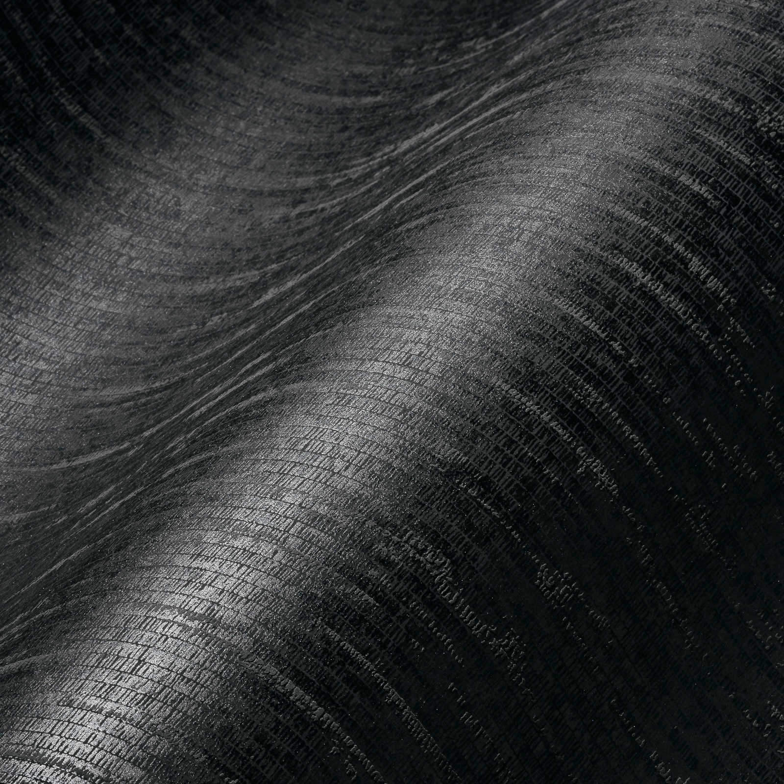            Schwarze Tapete mit Strukturdesign in Textiloptik & Glanzeffekt – Schwarz
        