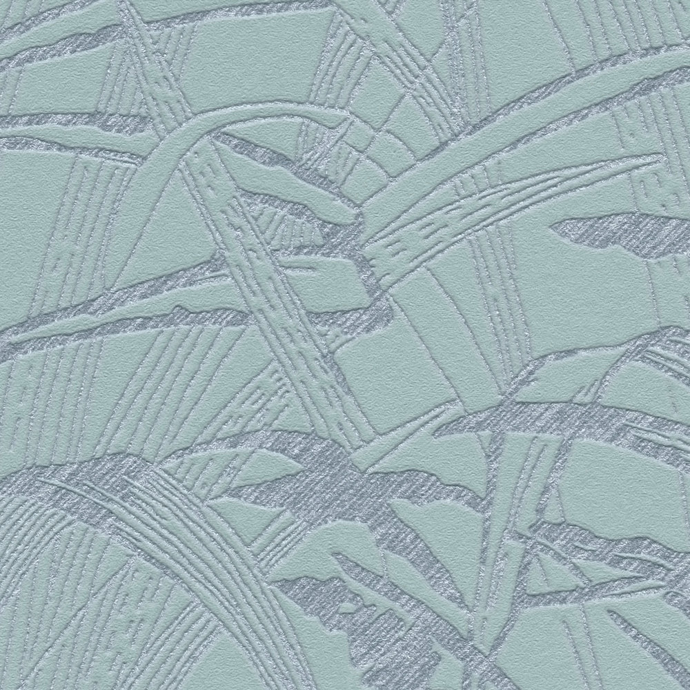             Blätter Tapete Metallic Design – Blau, Metallic
        