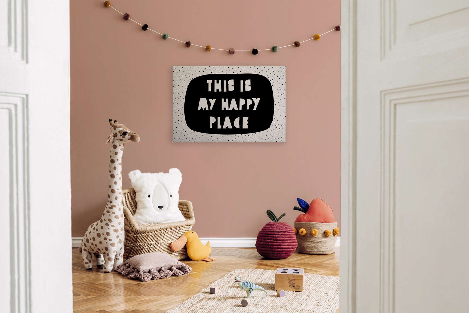             Leinwand fürs Kinderzimmer mit Schriftzug "This is my happy place" – 90 cm x 60 cm
        