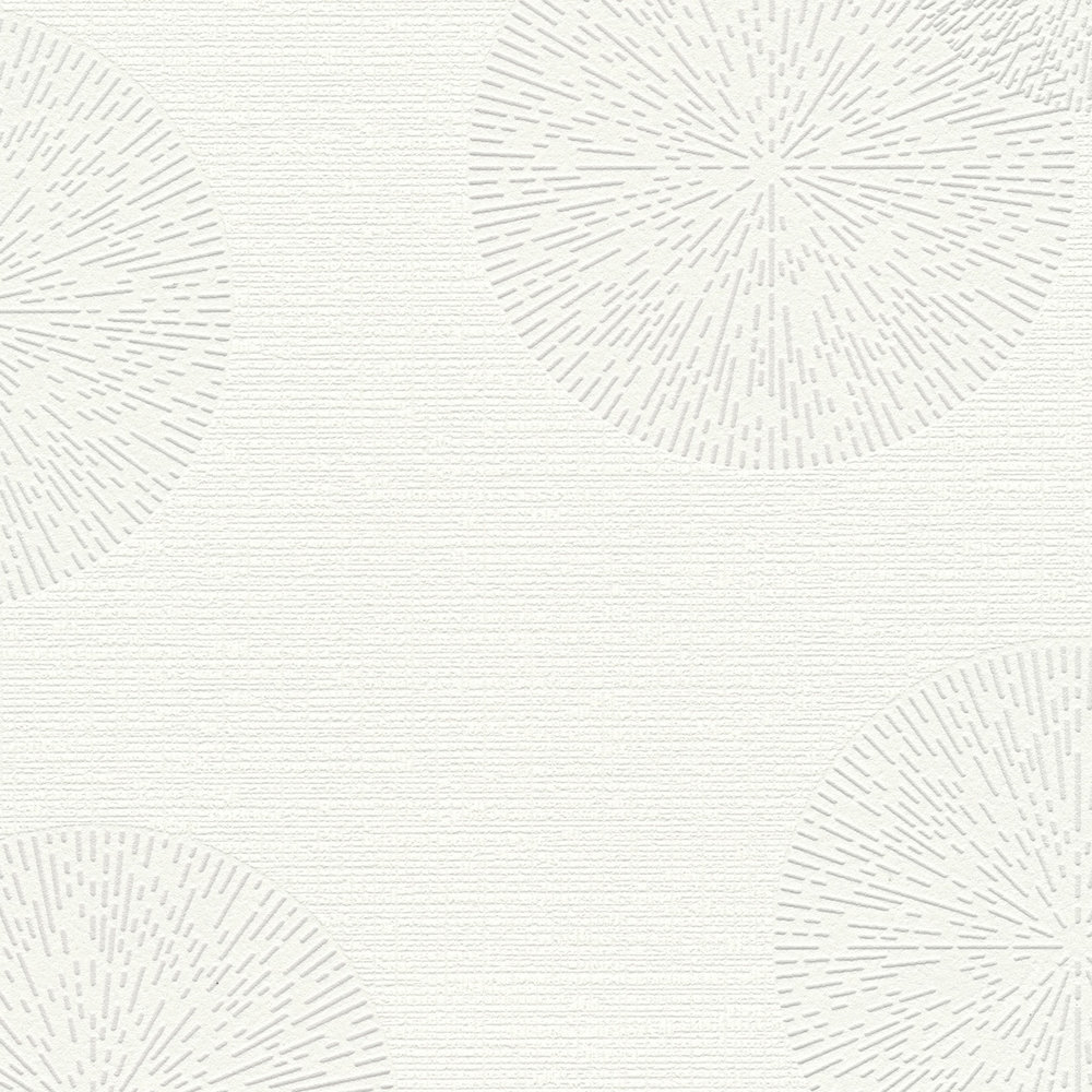             Strukturierte Tapete mit modernem Kreis Muster – Weiß
        