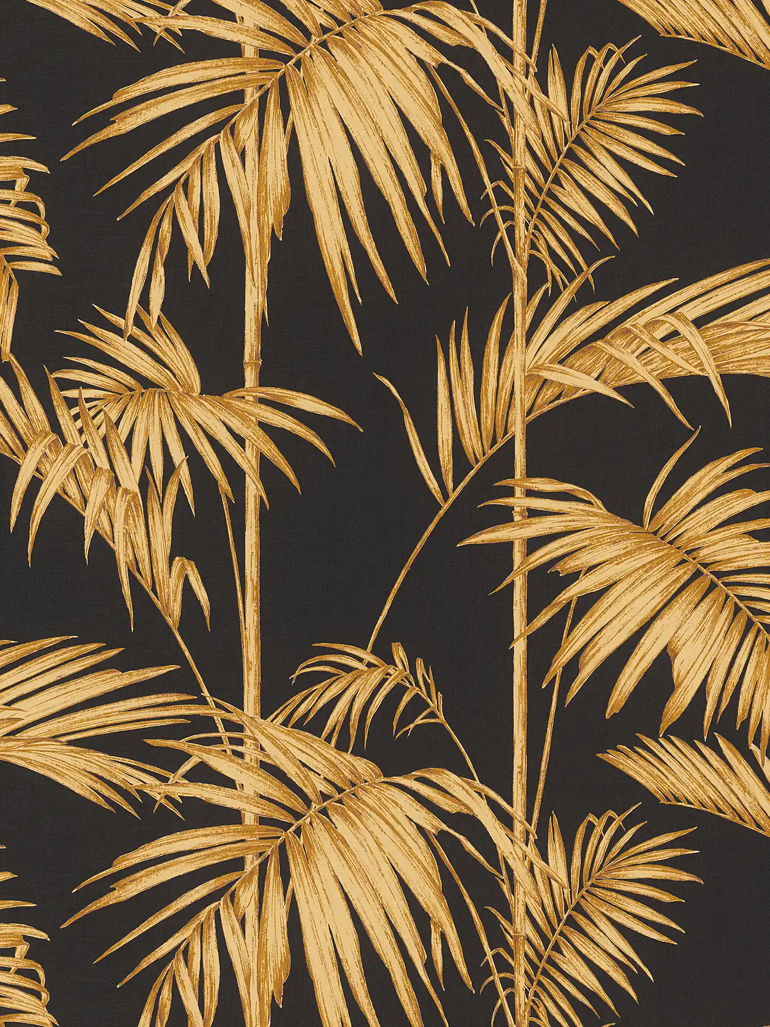         Natürliche Tapete Palmenblätter, Bambus – Gold, Schwarz, Orange
    