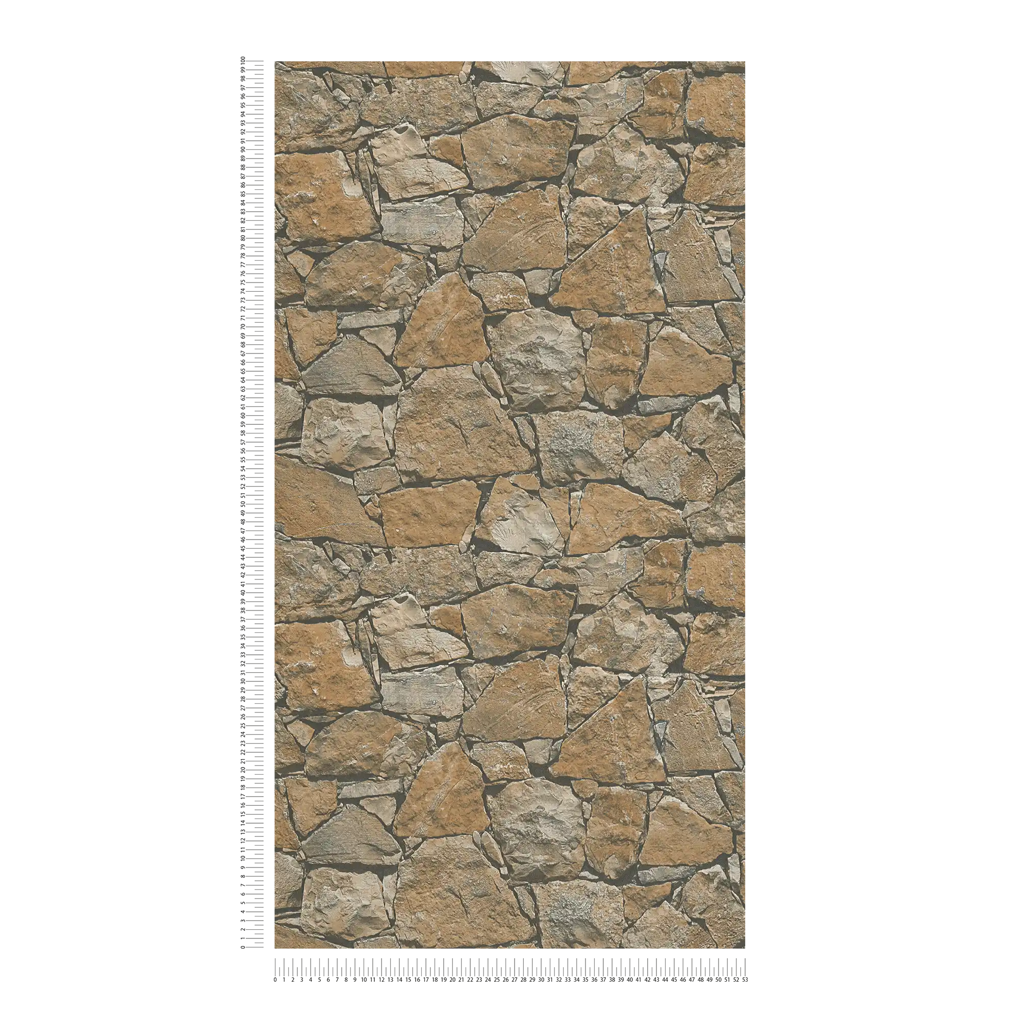             Naturstein-Tapete mit realistischer Maueroptik – Braun, Beige, Schwarz
        