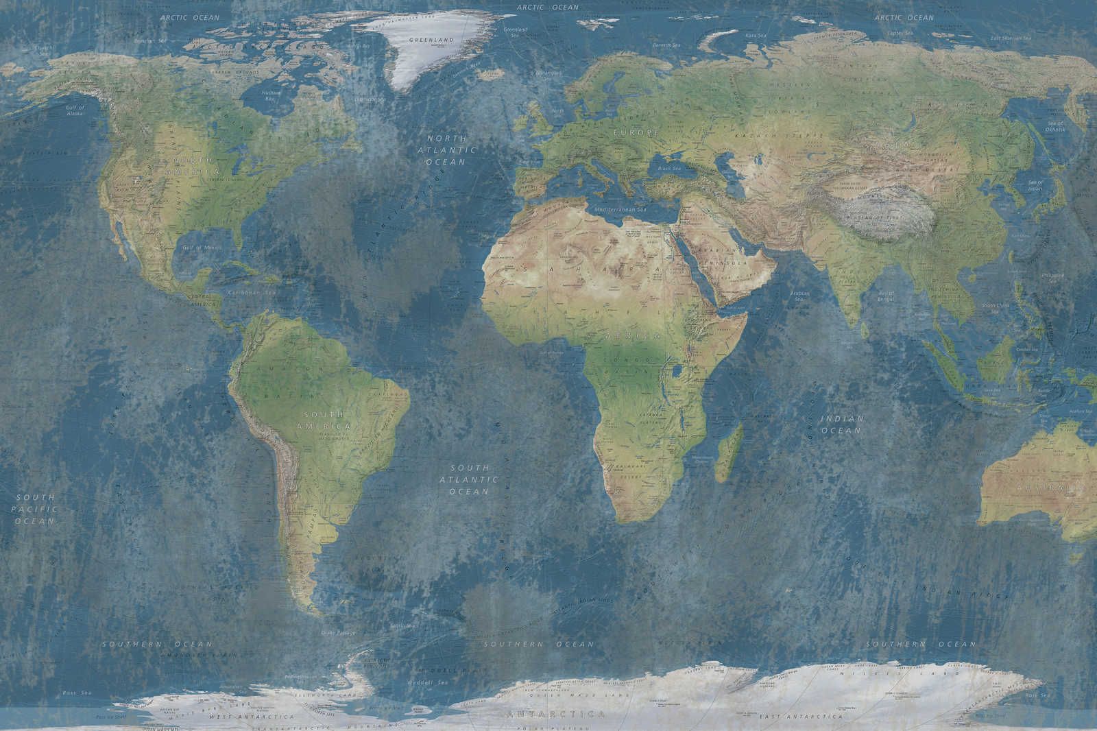             Leinwandbild Weltkarte in natürlicher Farbgebung – 1,20 m x 0,80 m
        