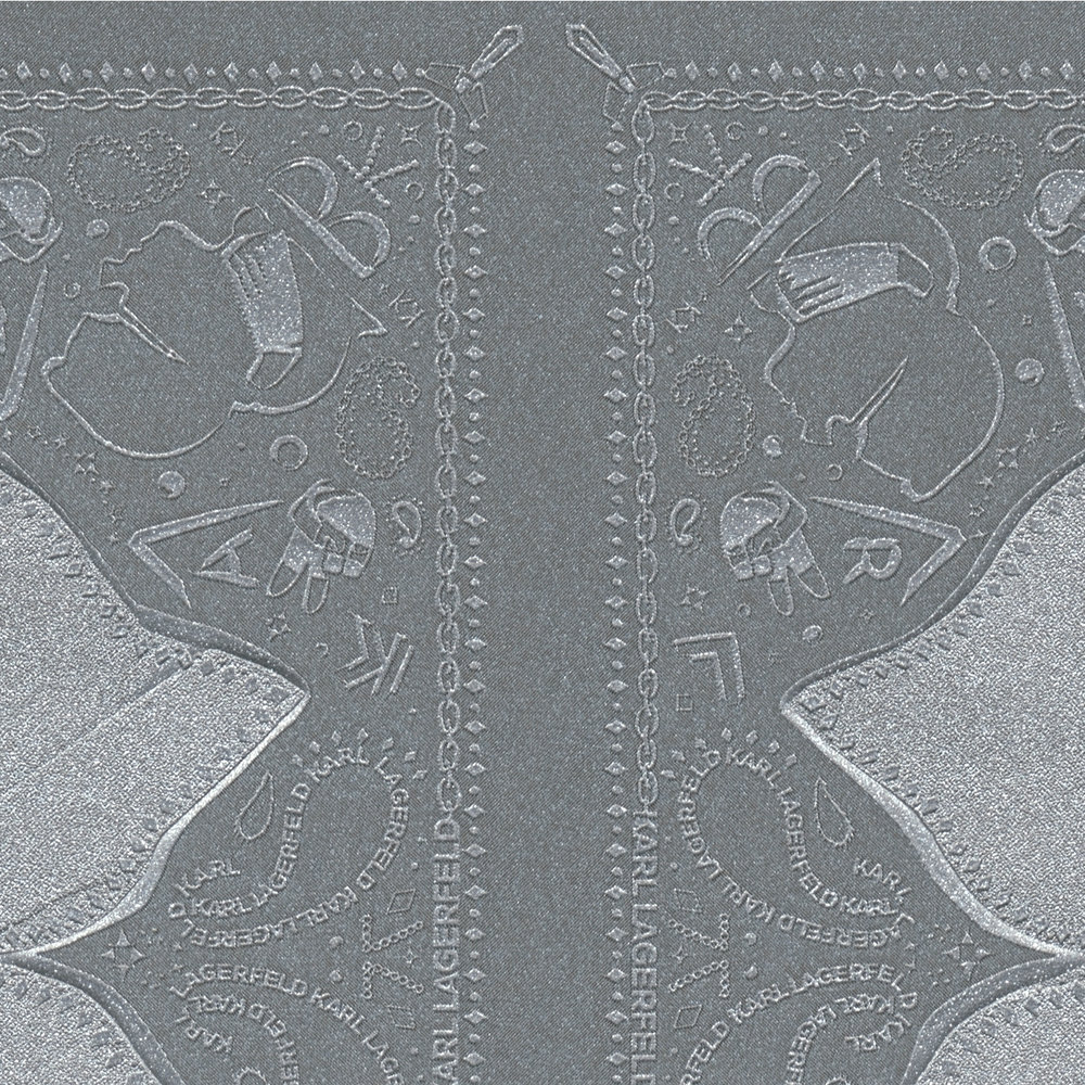             Tapete Karl LAGERFELD Krawatten Muster – Grau, Metallic
        