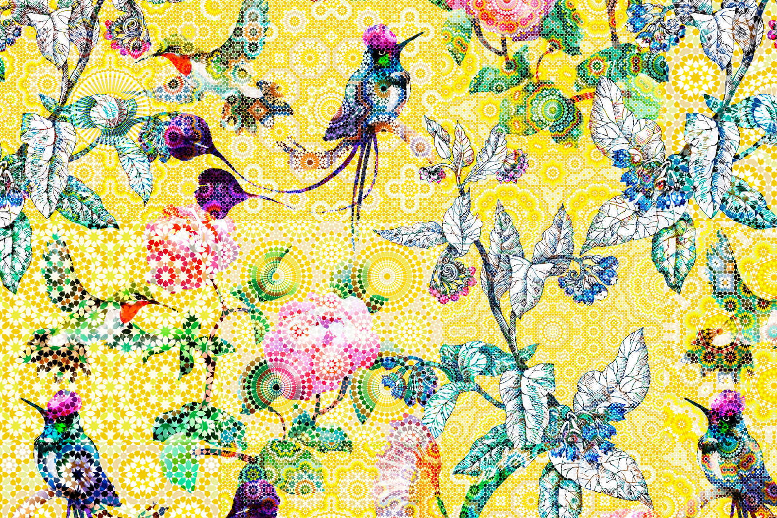             Leinwandbild exotisches Blumen Mosaik – 0,90 m x 0,60 m
        